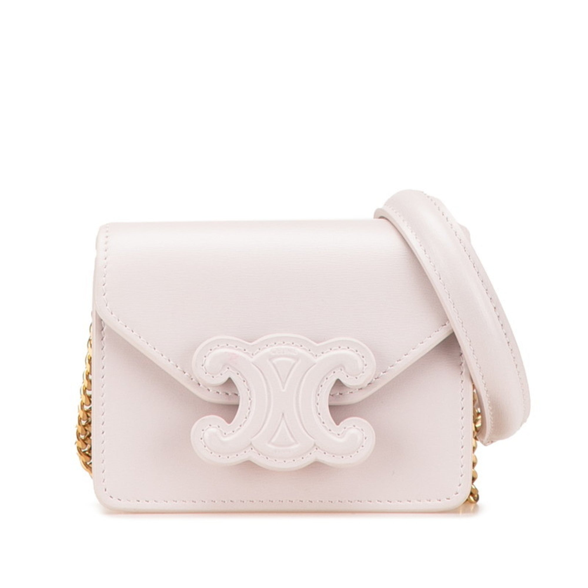 CLNI Triomphe Chain Shoulder Bag in Pink Leather for Women