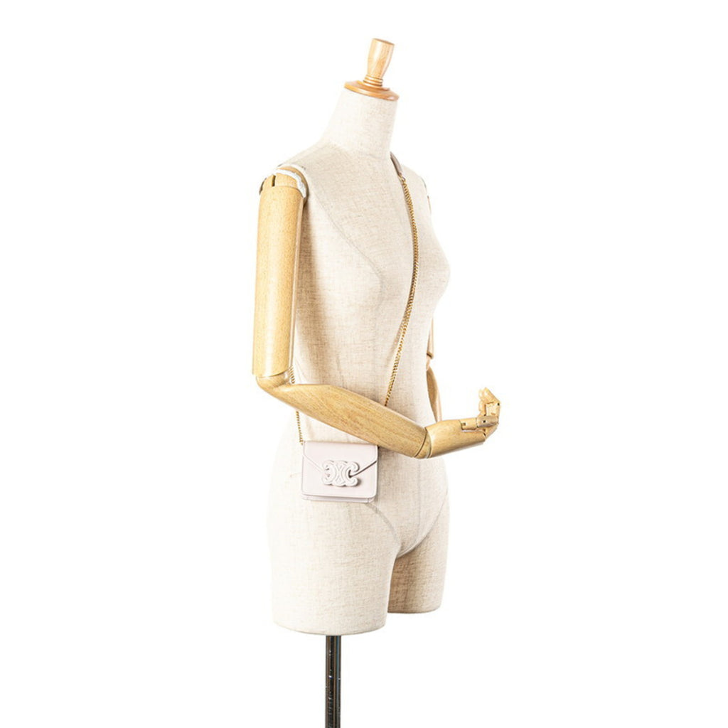 CLNI Triomphe Chain Shoulder Bag in Pink Leather for Women