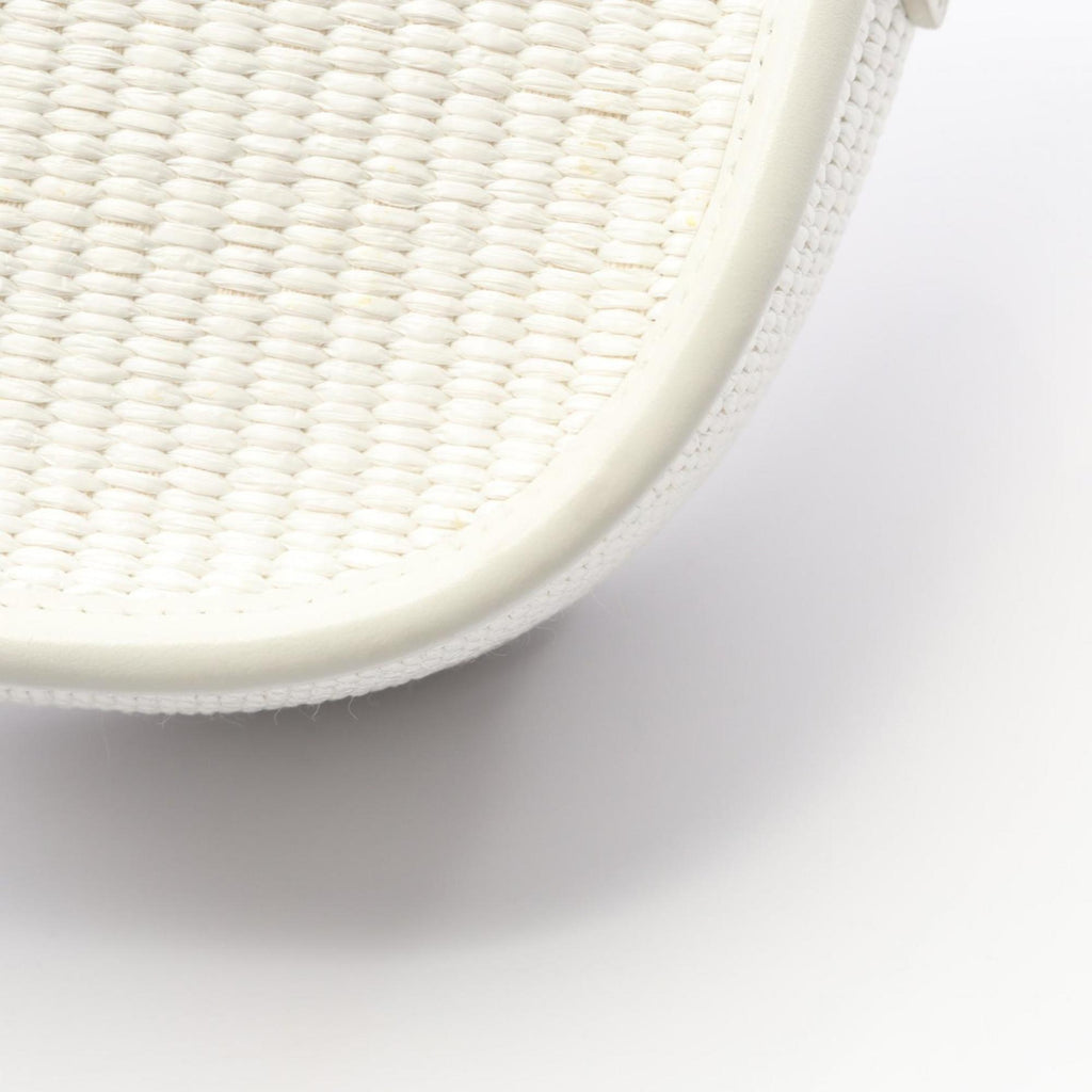 CLNI Folco Cuir Triomphe Shoulder Bag in Leather and Straw, White, Women's, 198262EBL01WW