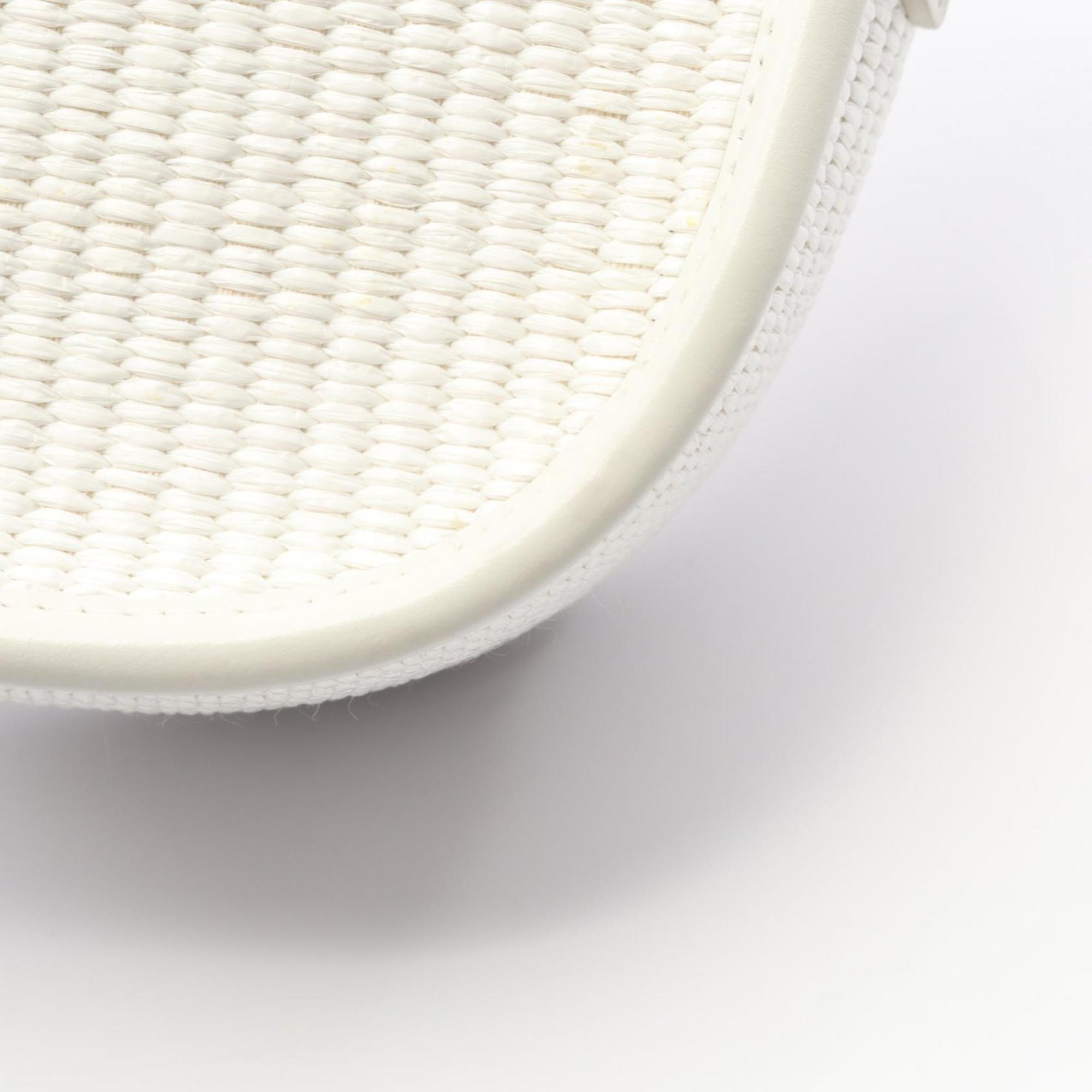 CLNI Folco Cuir Triomphe Shoulder Bag in Leather and Straw, White, Women's, 198262EBL01WW