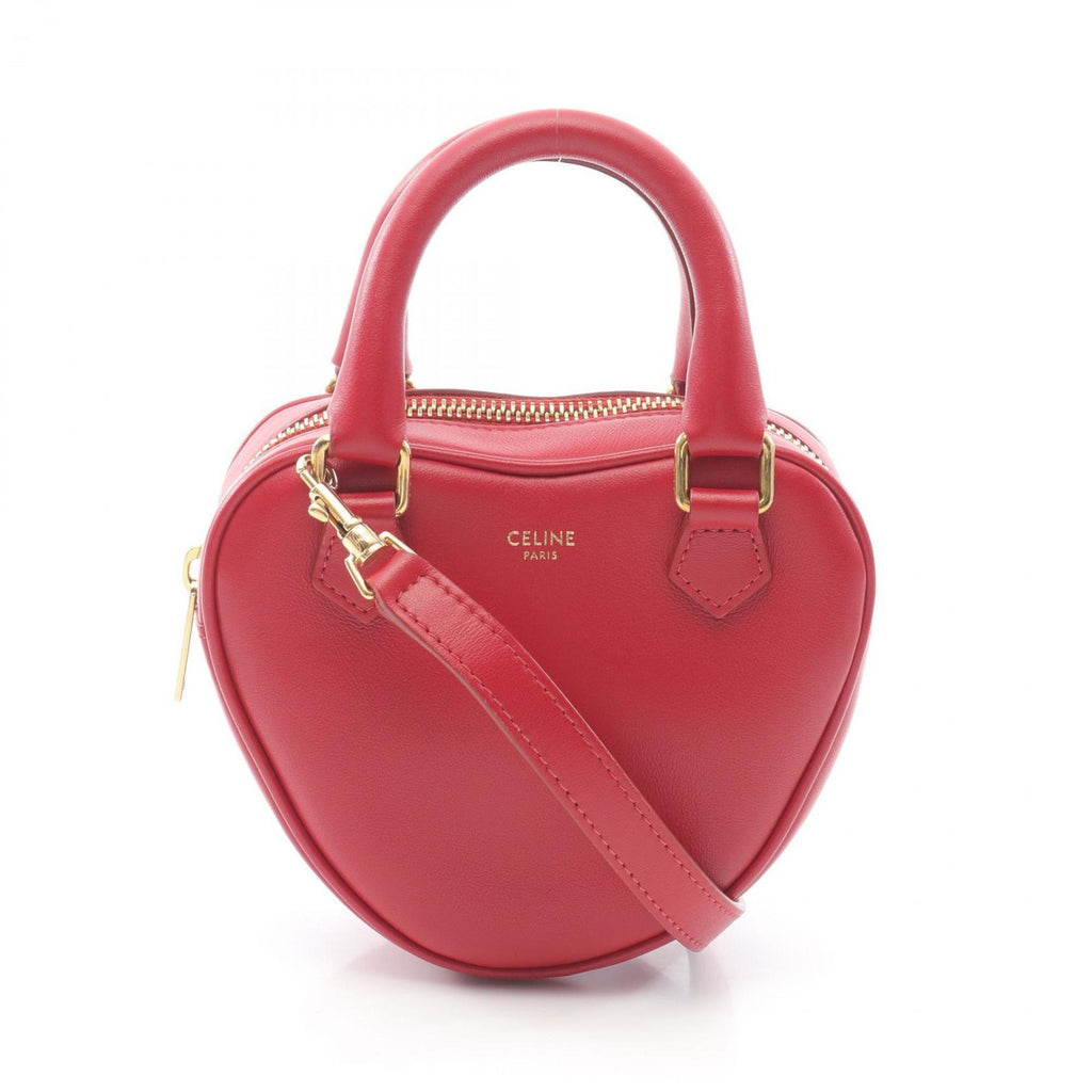 CLNI Heart Medium Handbag, Leather, Women's, Red