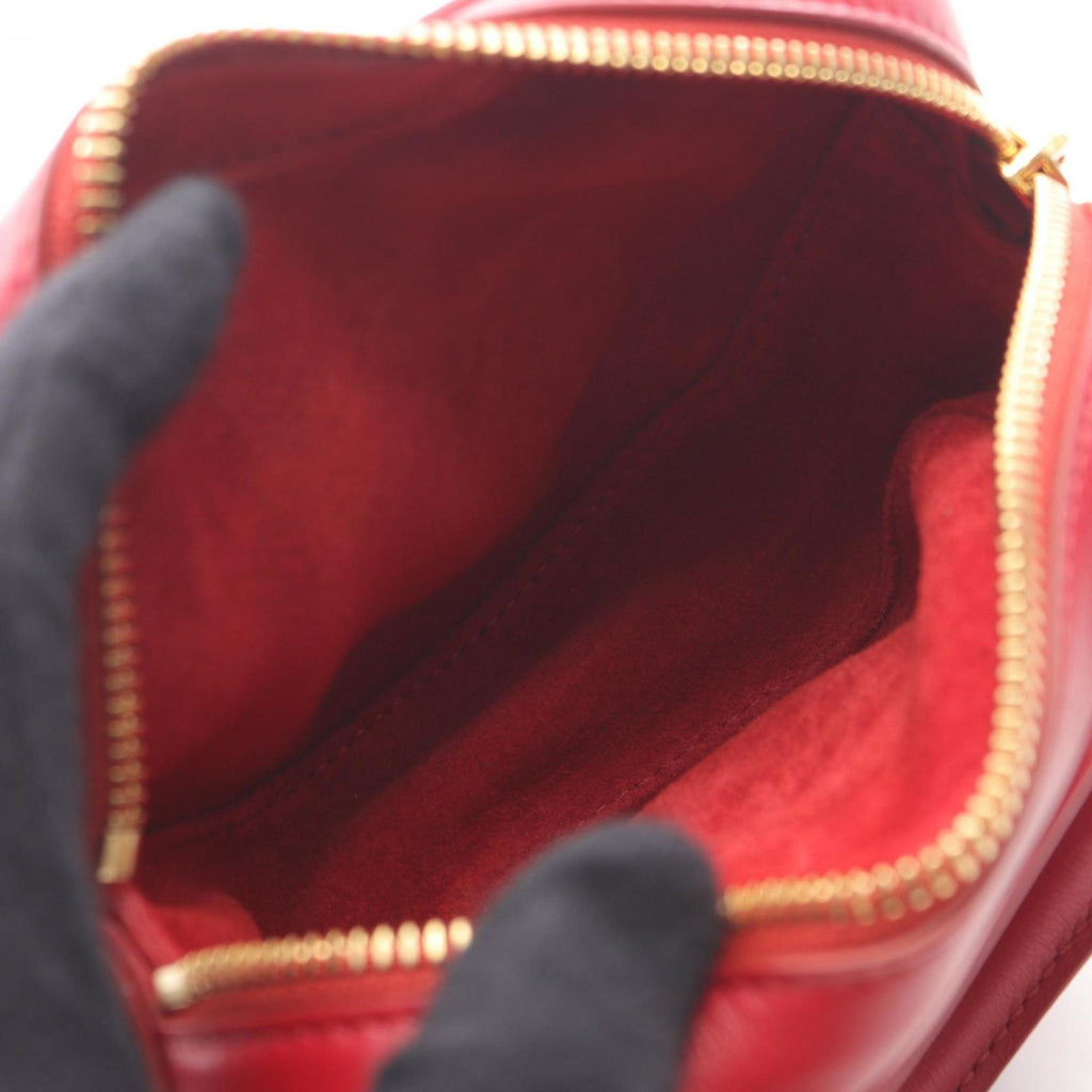 CLNI Heart Medium Handbag, Leather, Women's, Red