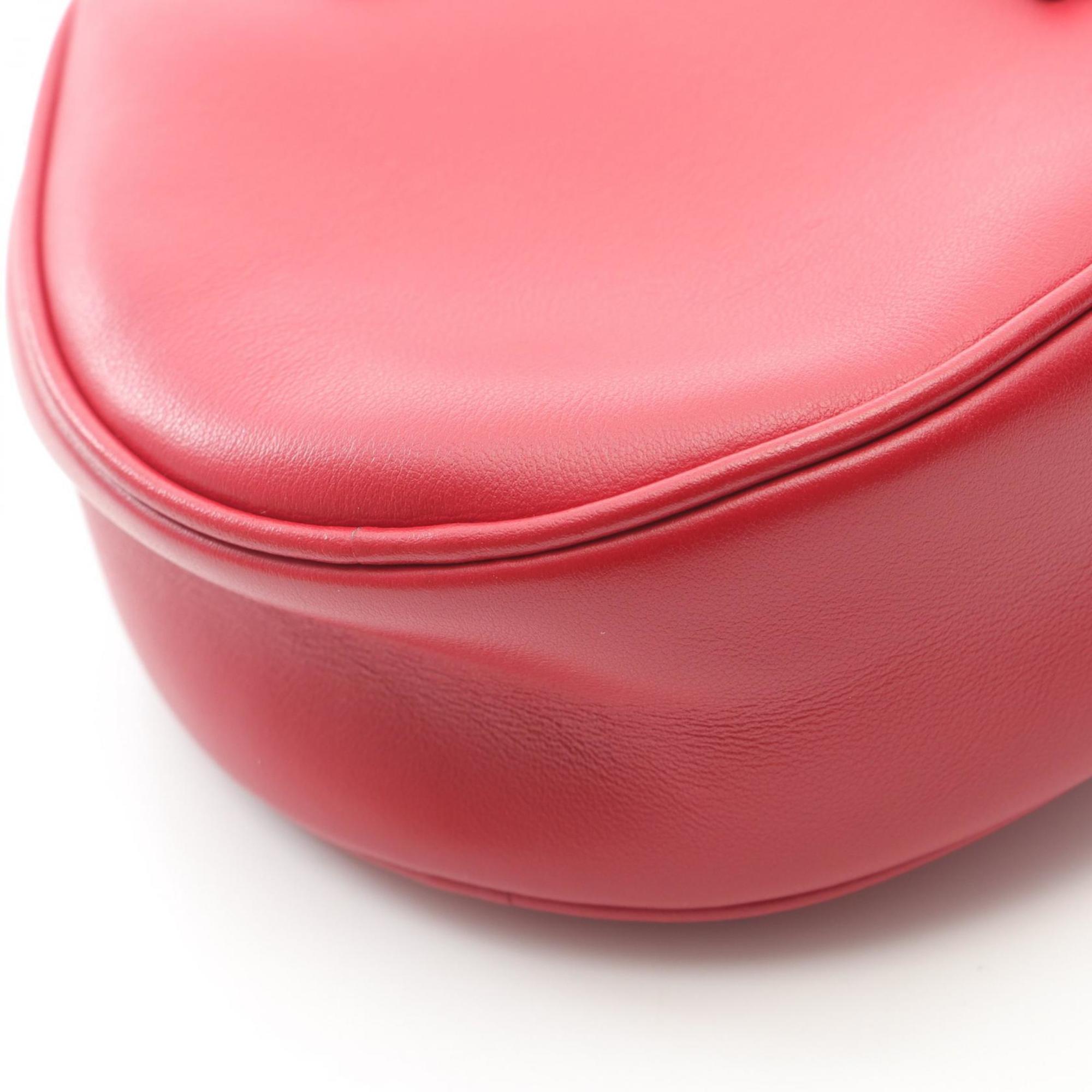 CLNI Heart Medium Handbag, Leather, Women's, Red