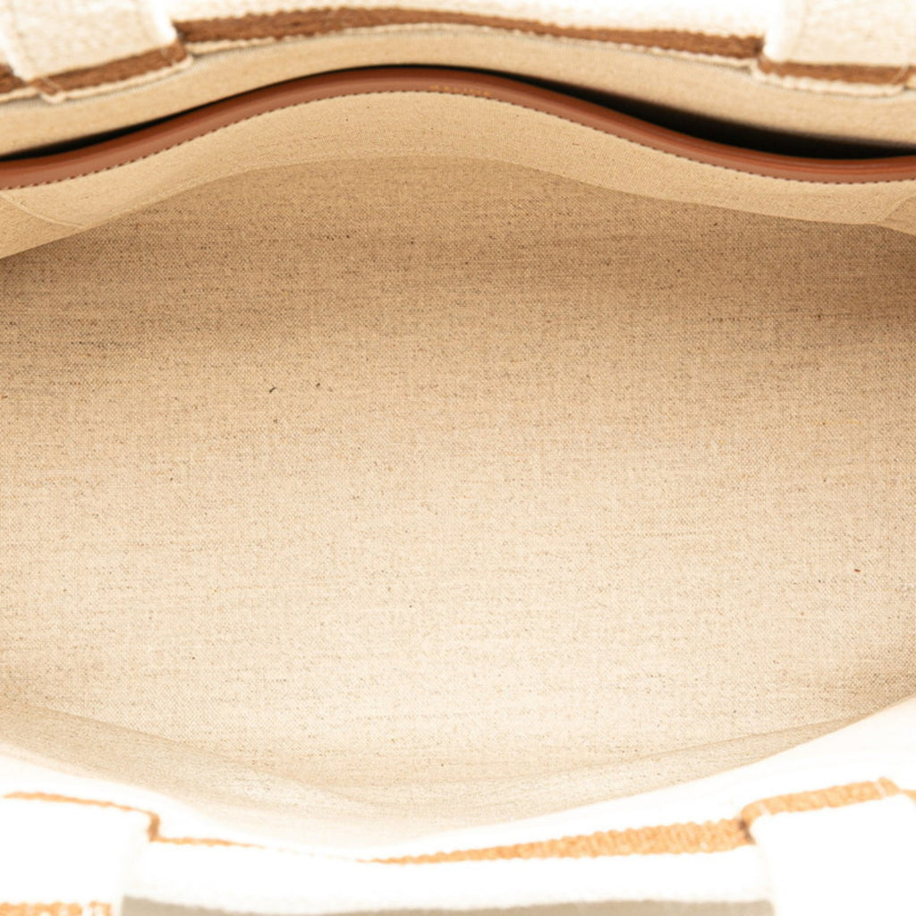 CLNI logo handbag tote bag in white, brown, and black canvas leather. Women's.