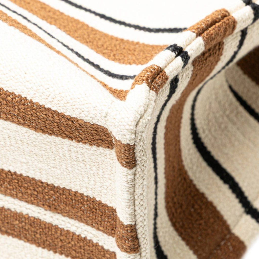 CLNI logo handbag tote bag in white, brown, and black canvas leather. Women's.