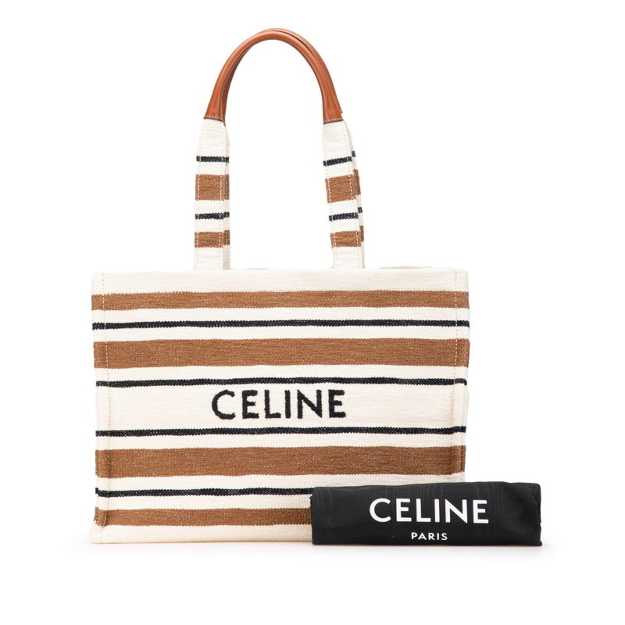 CLNI logo handbag tote bag in white, brown, and black canvas leather. Women's.