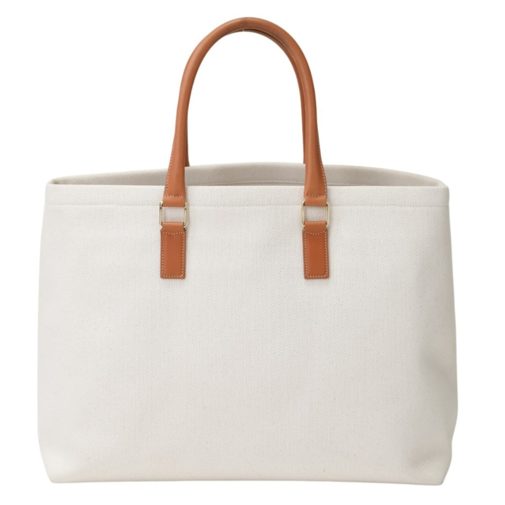 CLNI  Horizontal Cabas Canvas Tote Bag 190062BNZ White