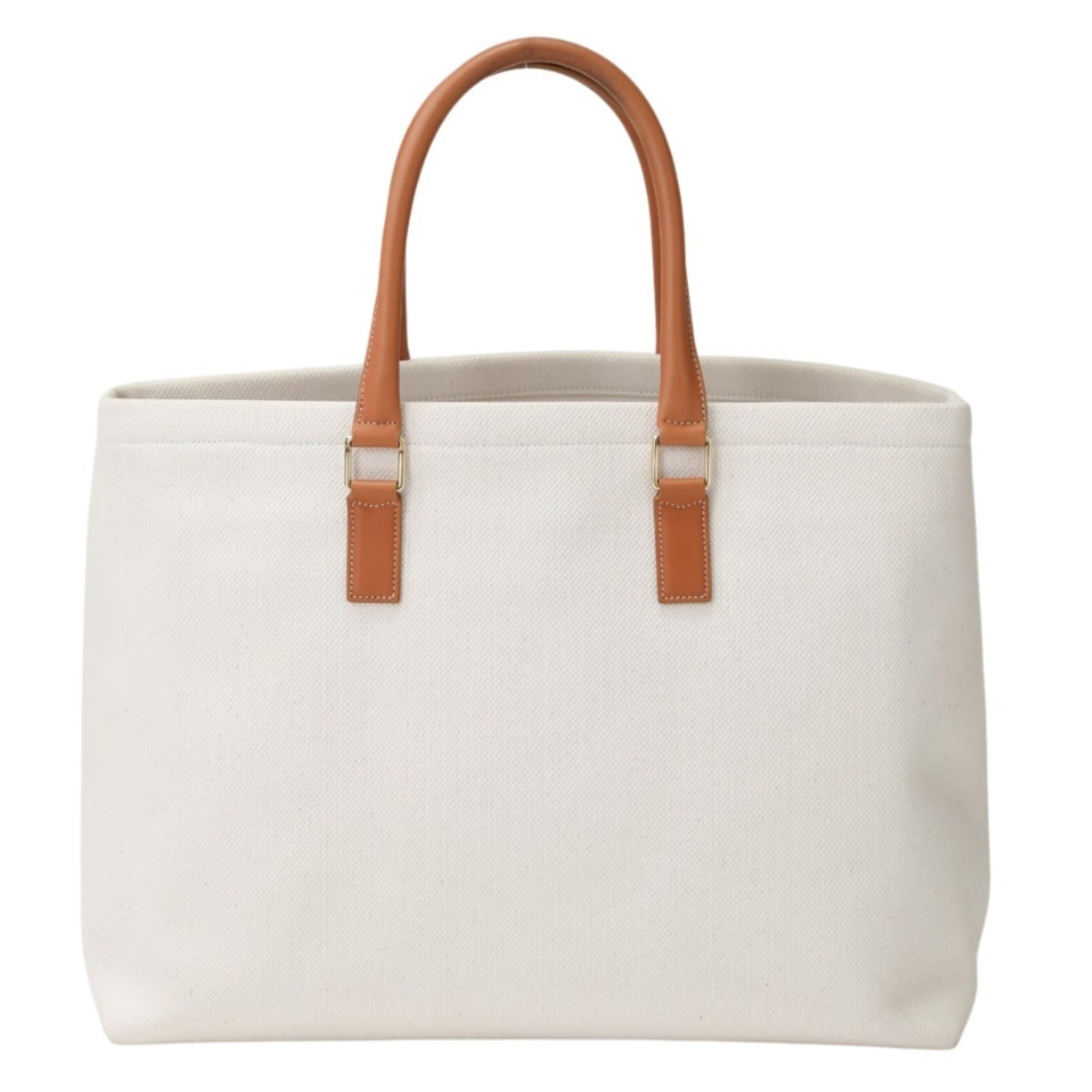 CLNI  Horizontal Cabas Canvas Tote Bag 190062BNZ White