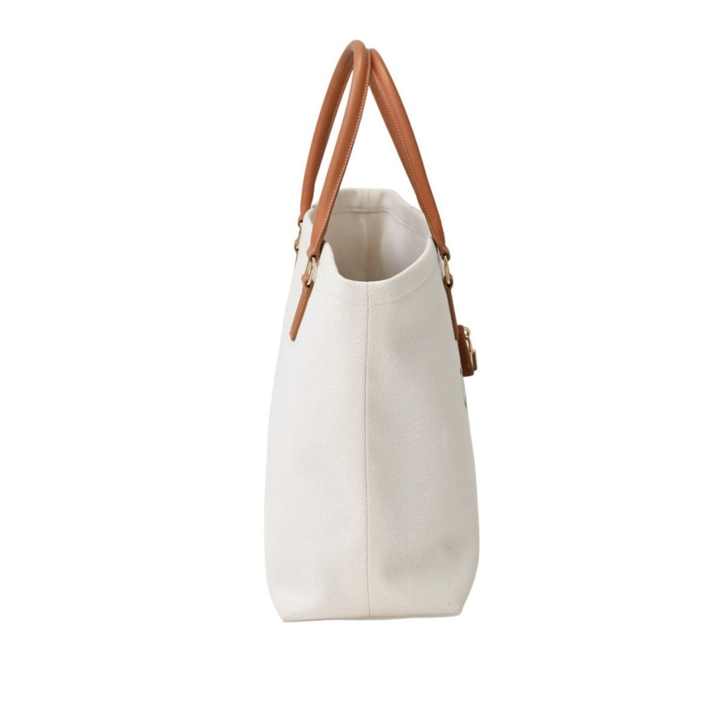 CLNI  Horizontal Cabas Canvas Tote Bag 190062BNZ White