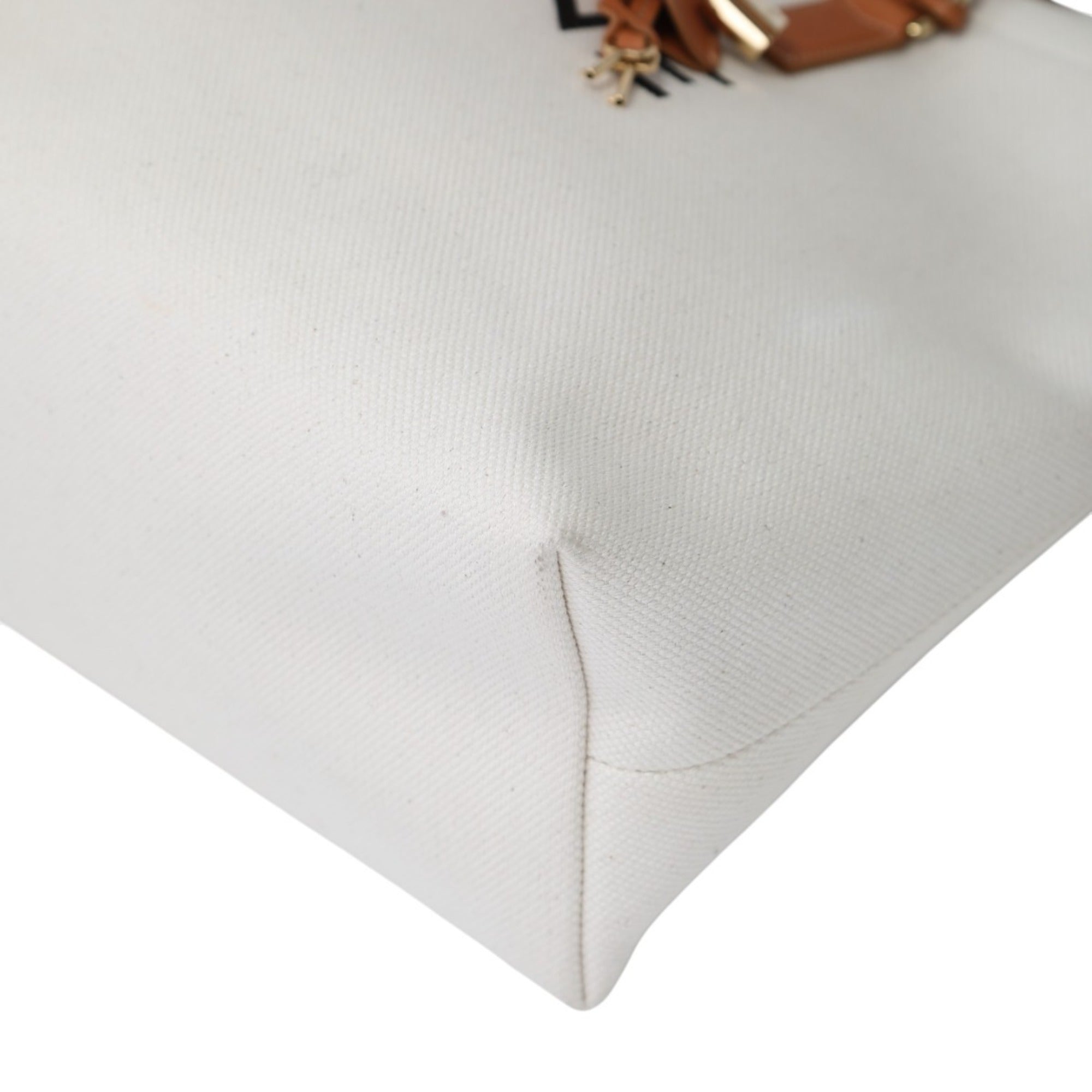 CLNI  Horizontal Cabas Canvas Tote Bag 190062BNZ White