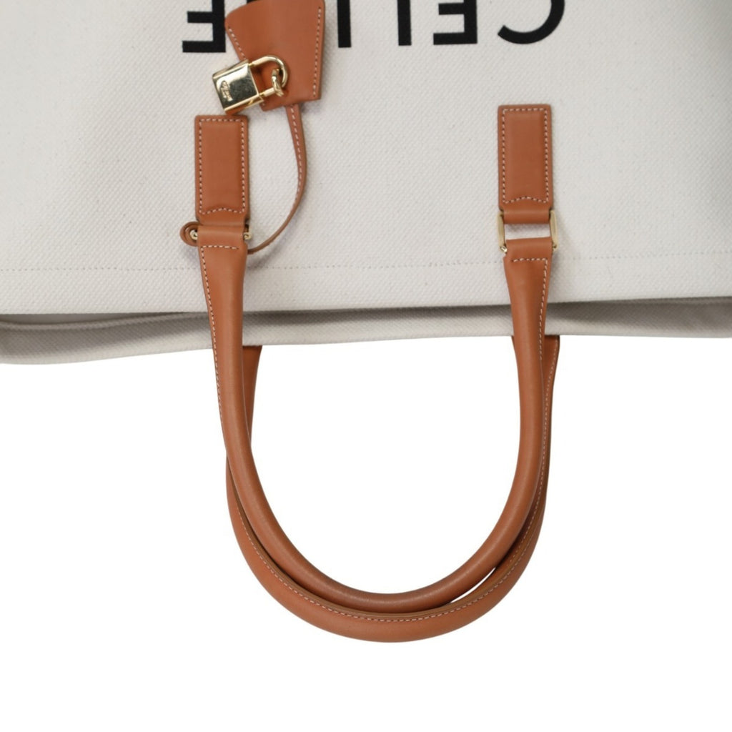 CLNI  Horizontal Cabas Canvas Tote Bag 190062BNZ White