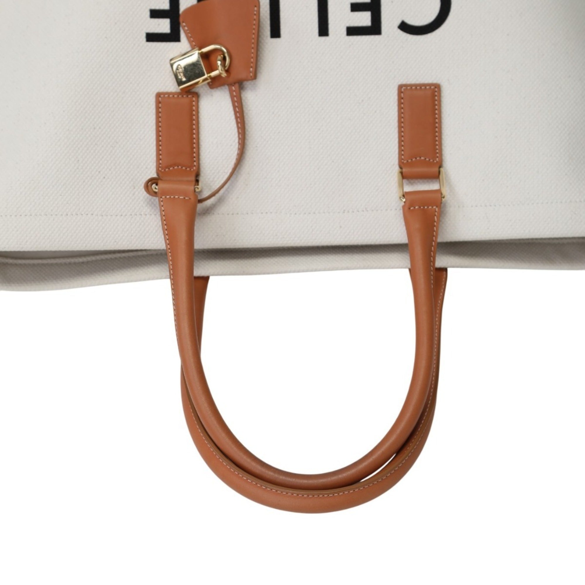 CLNI  Horizontal Cabas Canvas Tote Bag 190062BNZ White