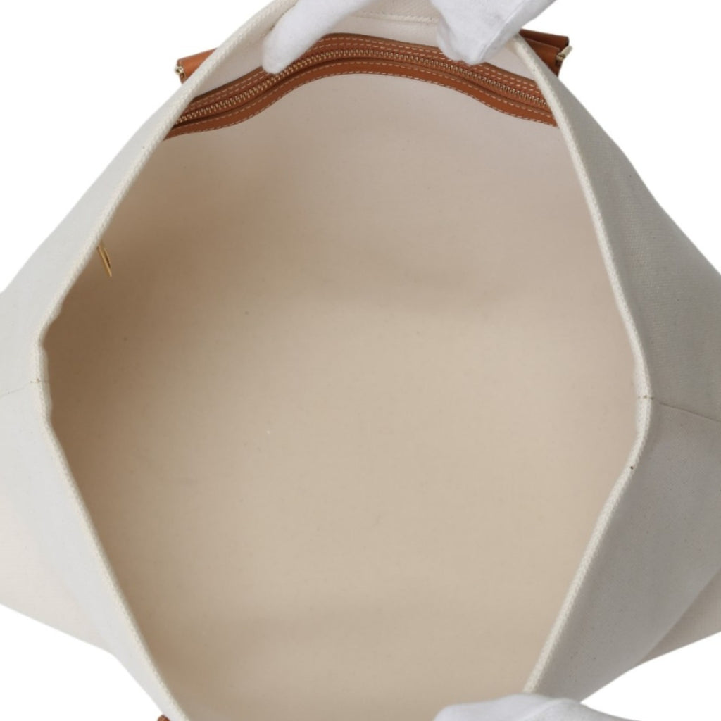 CLNI  Horizontal Cabas Canvas Tote Bag 190062BNZ White