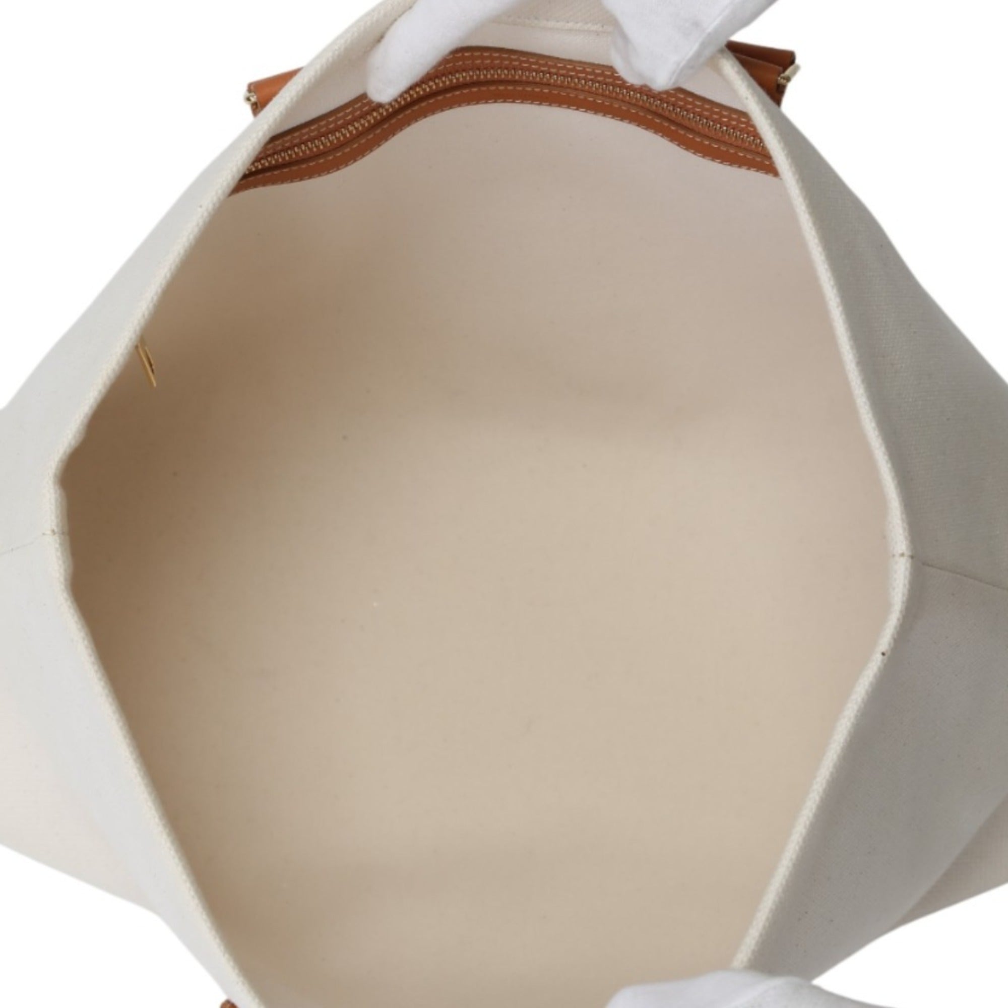 CLNI  Horizontal Cabas Canvas Tote Bag 190062BNZ White