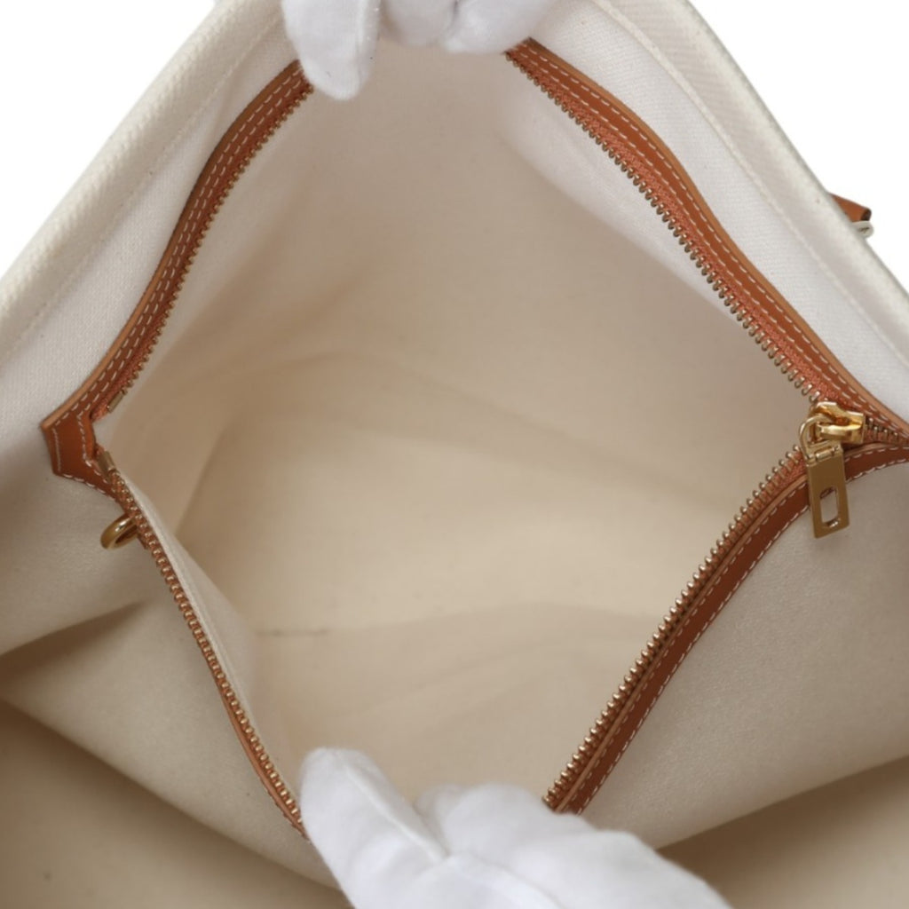 CLNI  Horizontal Cabas Canvas Tote Bag 190062BNZ White