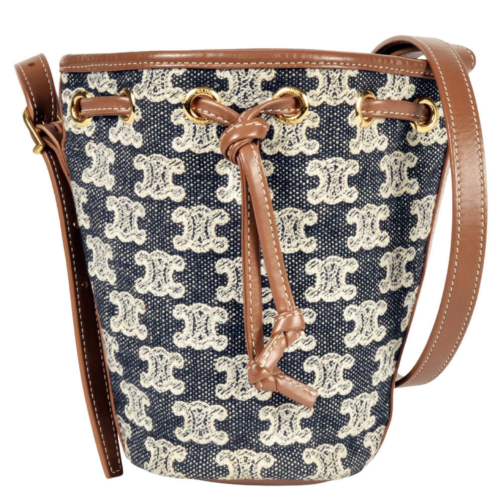 CLNI Triomphe Micro Drawstring Shoulder Bag Canvas Navy