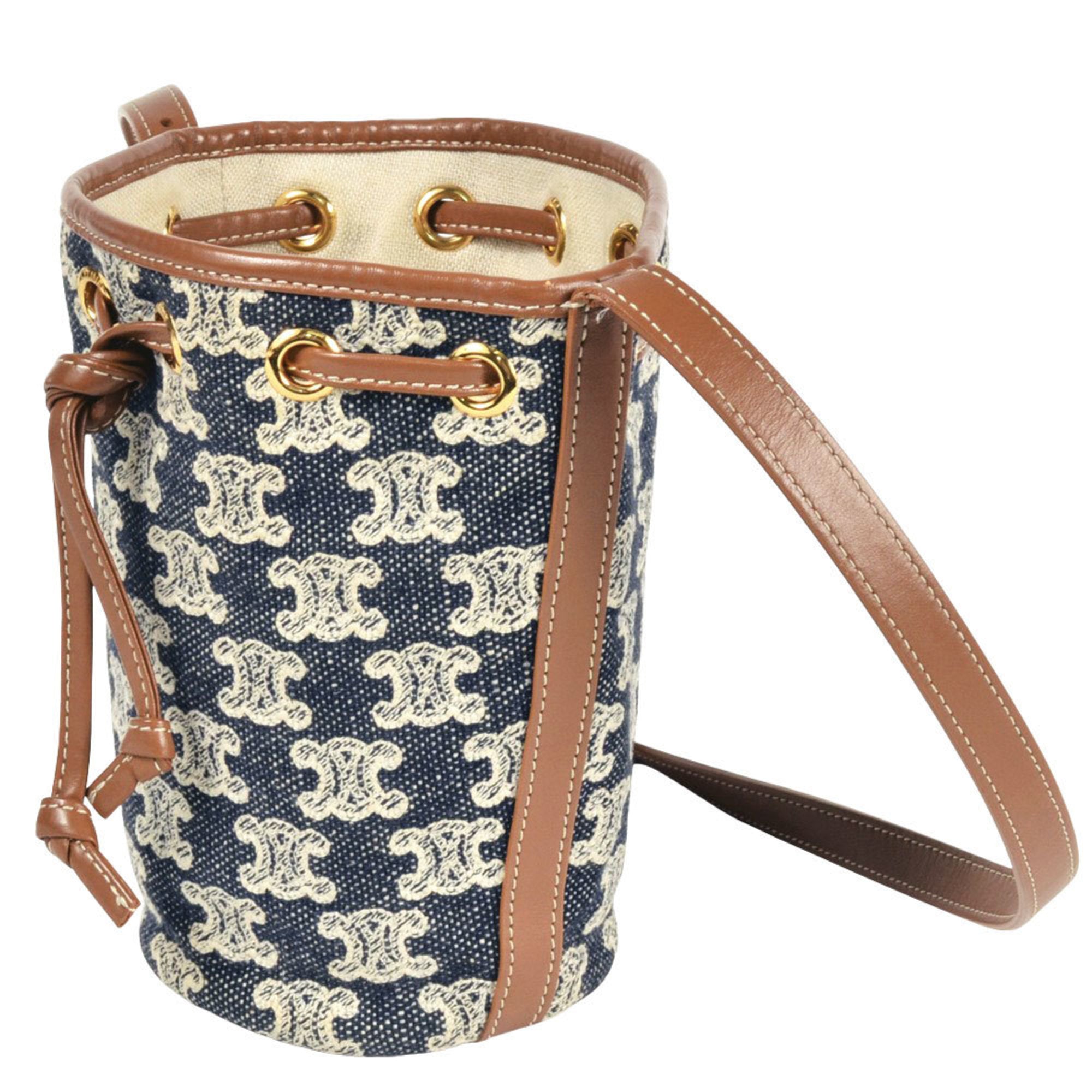 CLNI Triomphe Micro Drawstring Shoulder Bag Canvas Navy