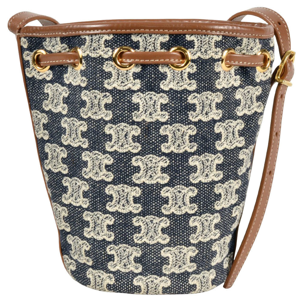 CLNI Triomphe Micro Drawstring Shoulder Bag Canvas Navy