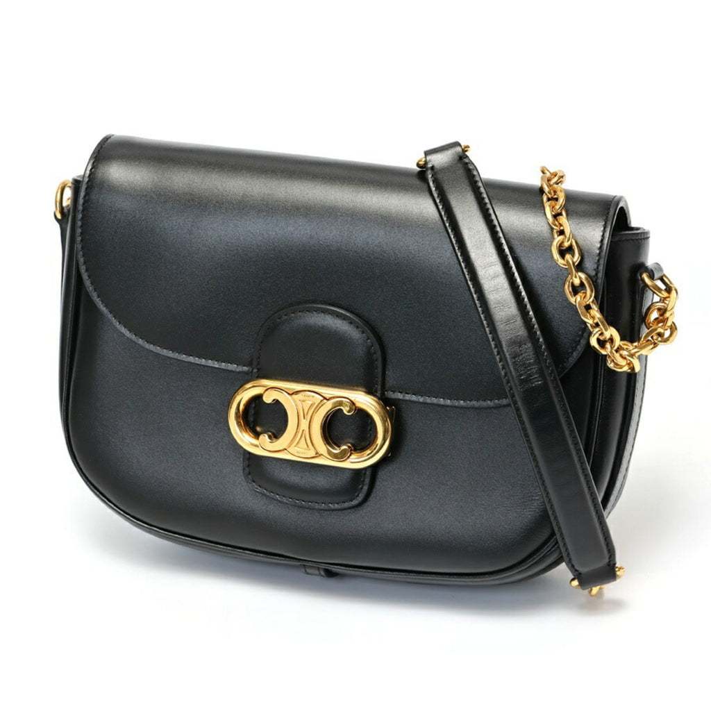 CLNI Triomphe Maillon Chain Shoulder Bag 19134 Leather Black S-157999