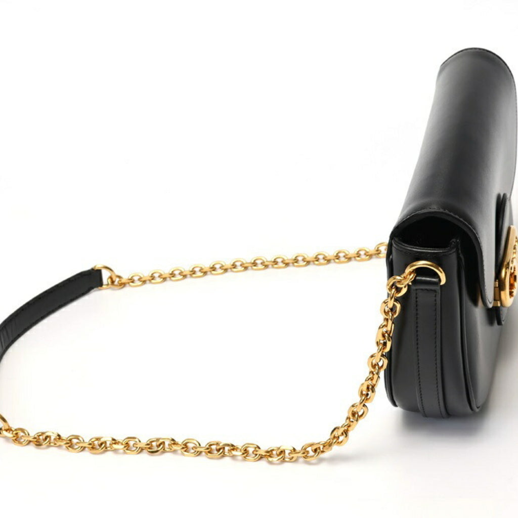 CLNI Triomphe Maillon Chain Shoulder Bag 19134 Leather Black S-157999