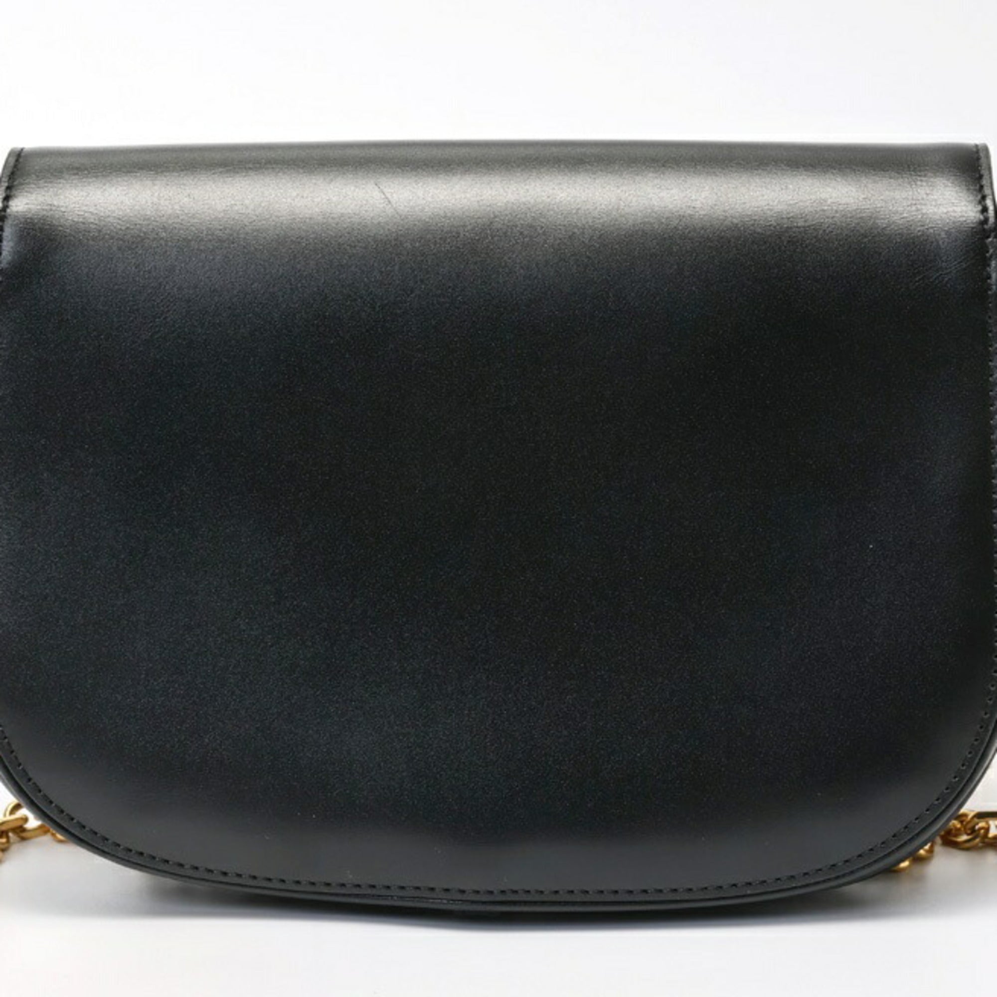 CLNI Triomphe Maillon Chain Shoulder Bag 19134 Leather Black S-157999