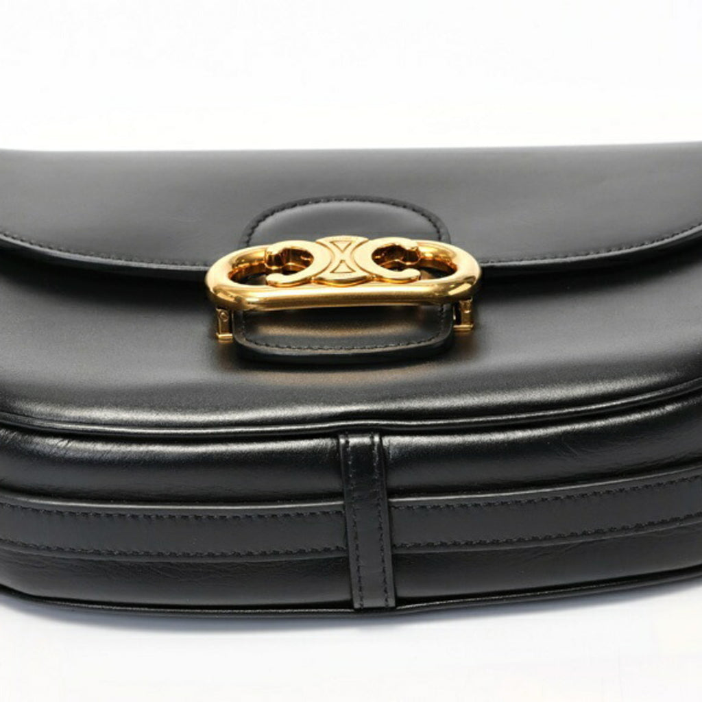 CLNI Triomphe Maillon Chain Shoulder Bag 19134 Leather Black S-157999