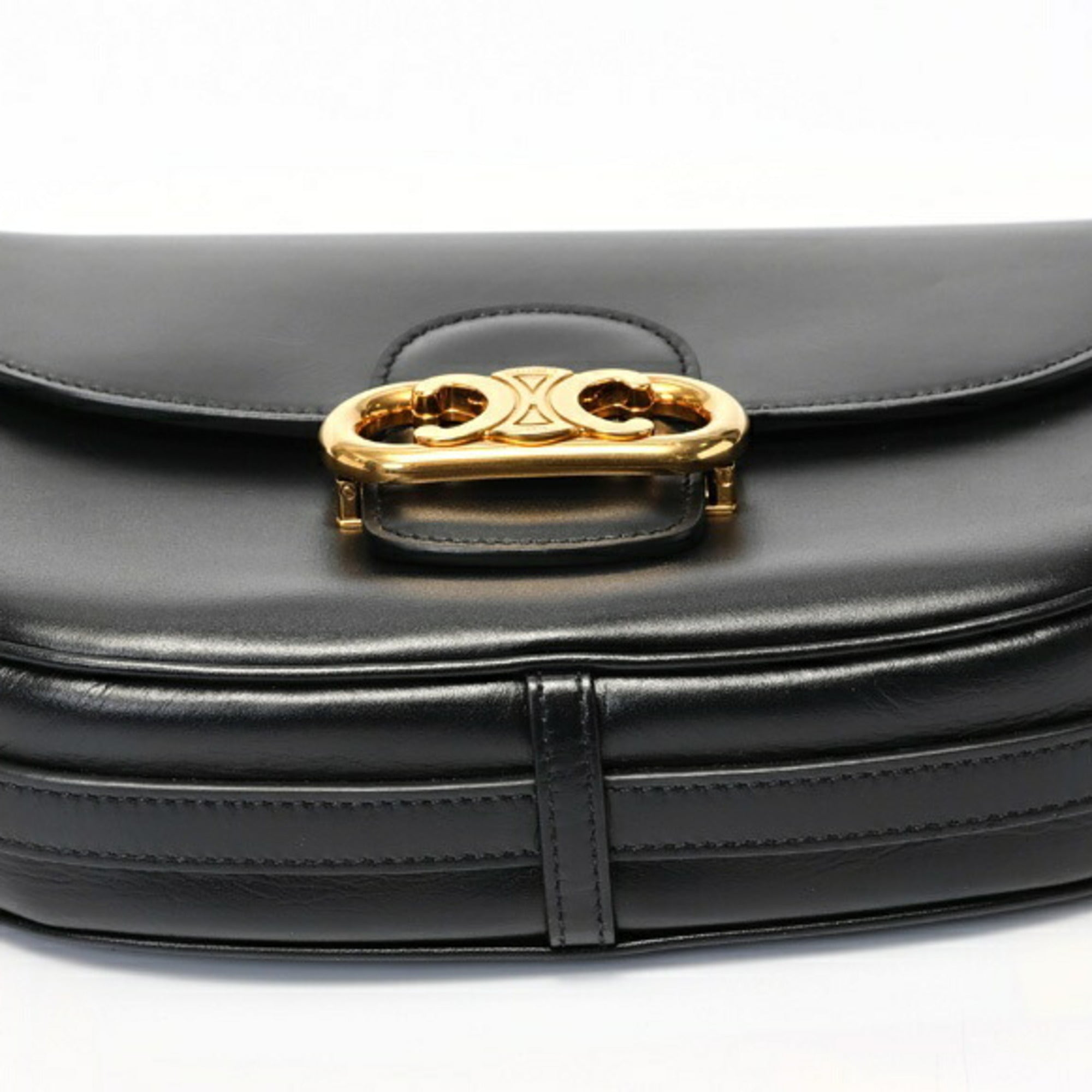 CLNI Triomphe Maillon Chain Shoulder Bag 19134 Leather Black S-157999