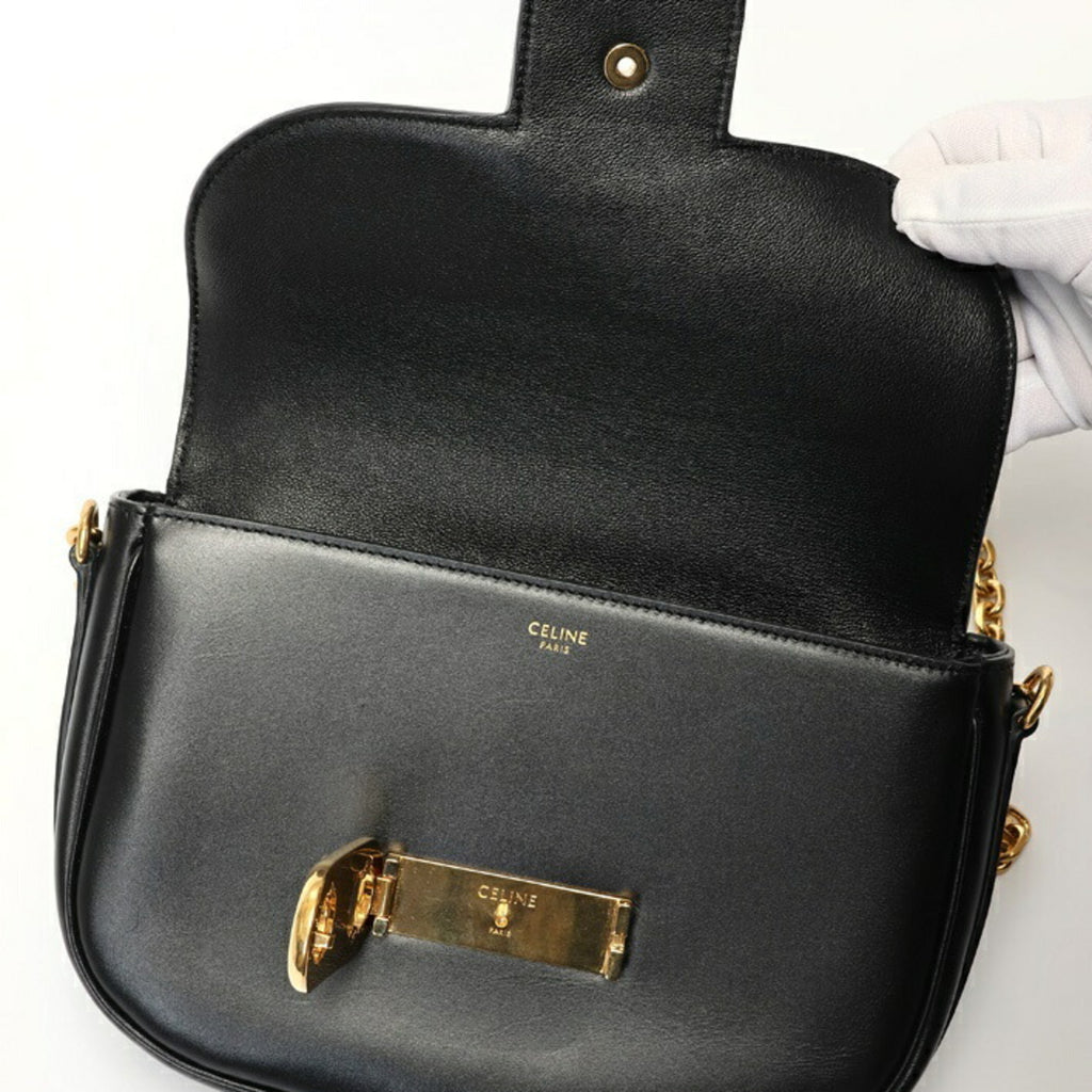 CLNI Triomphe Maillon Chain Shoulder Bag 19134 Leather Black S-157999