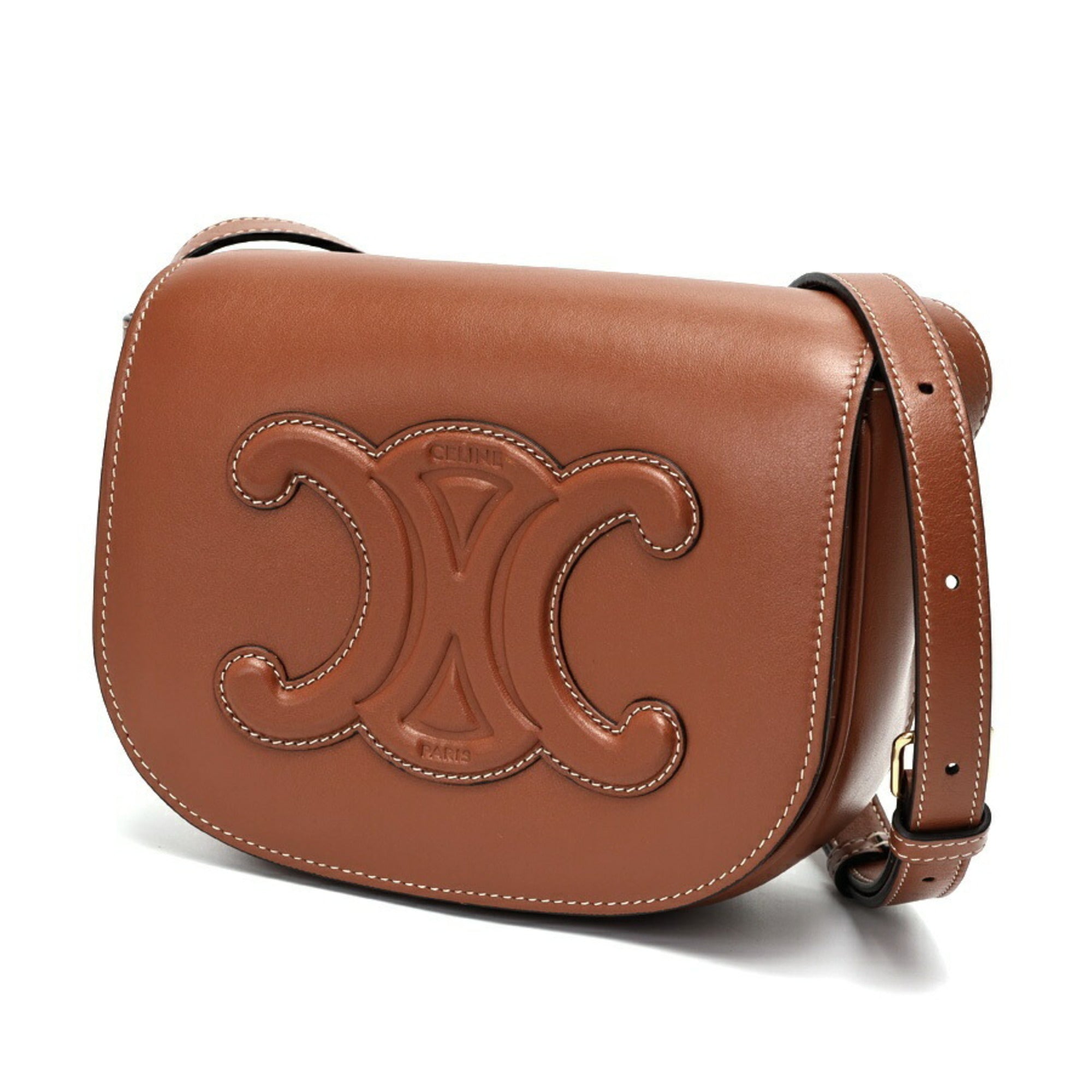 CLNI Folco Cuir Triomphe Shoulder Bag 198263DU3.04LU Smooth Calfskin Tan E-157919