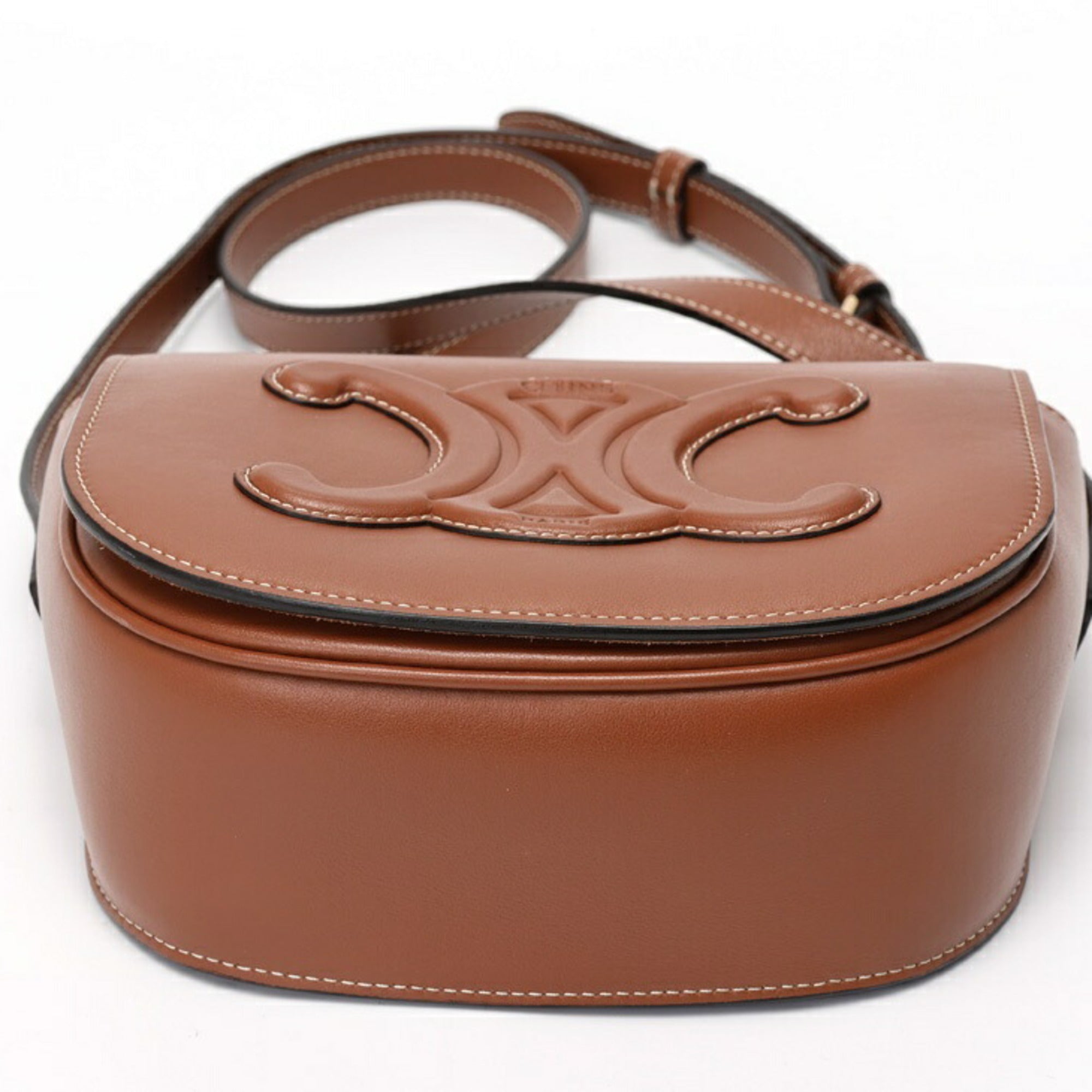 CLNI Folco Cuir Triomphe Shoulder Bag 198263DU3.04LU Smooth Calfskin Tan E-157919