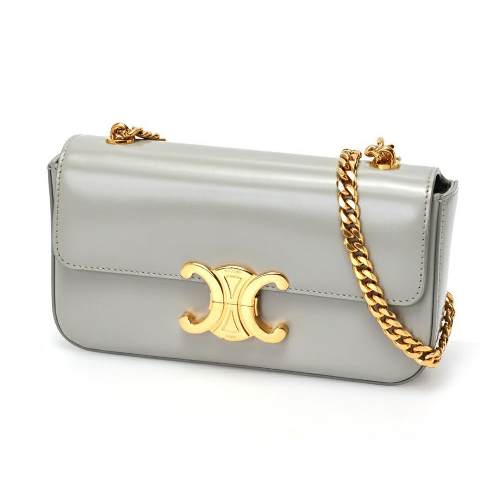 CLNI Triomphe Chain Shoulder Bag Claude 19799 Shiny Calfskin Grey K-157900