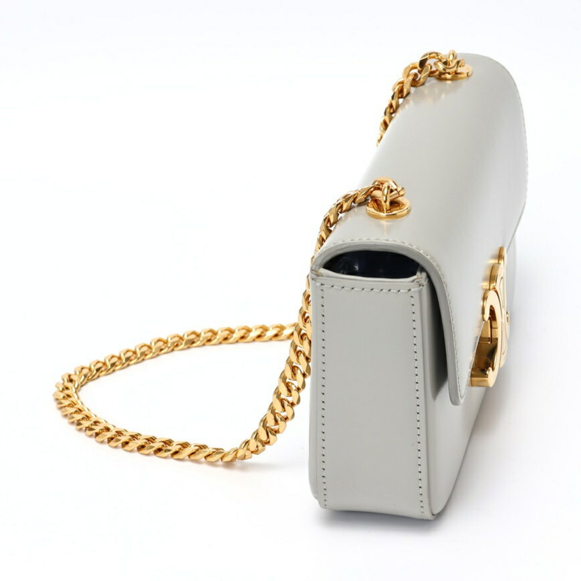 CLNI Triomphe Chain Shoulder Bag Claude 19799 Shiny Calfskin Grey K-157900