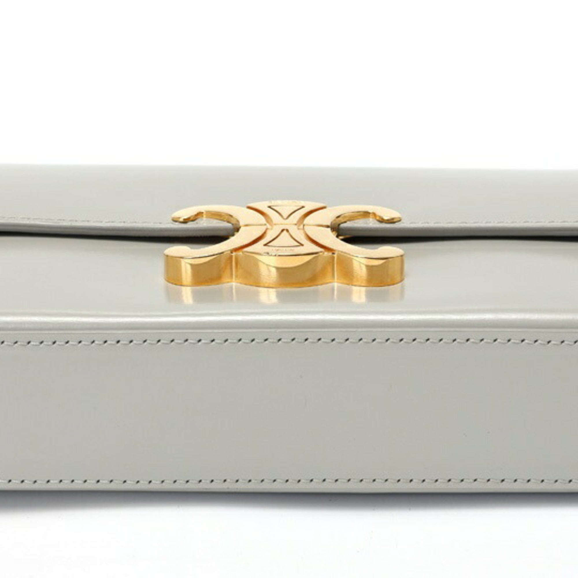 CLNI Triomphe Chain Shoulder Bag Claude 19799 Shiny Calfskin Grey K-157900