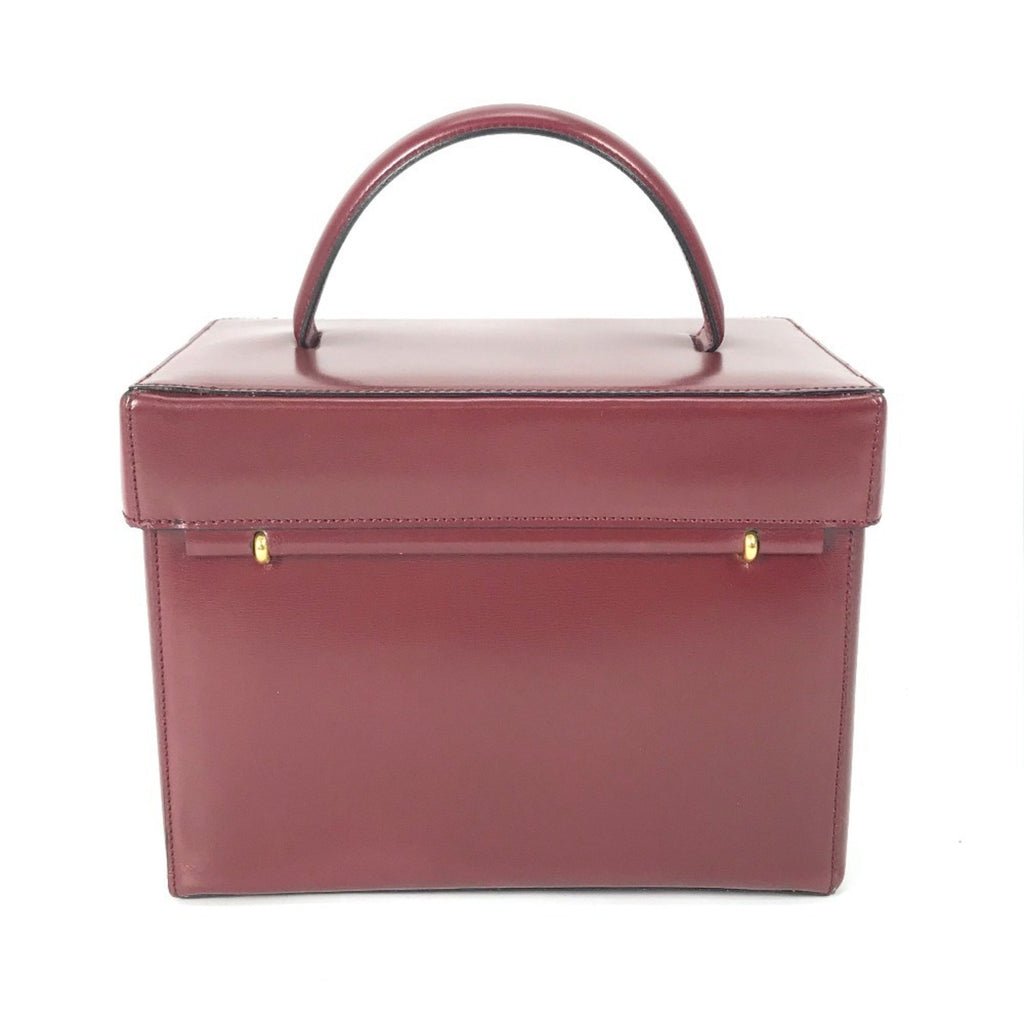 CLNI Vintage Vanity Box with Carriage Hardware and Mirror, Leather Handbag, Women's, Bordeaux