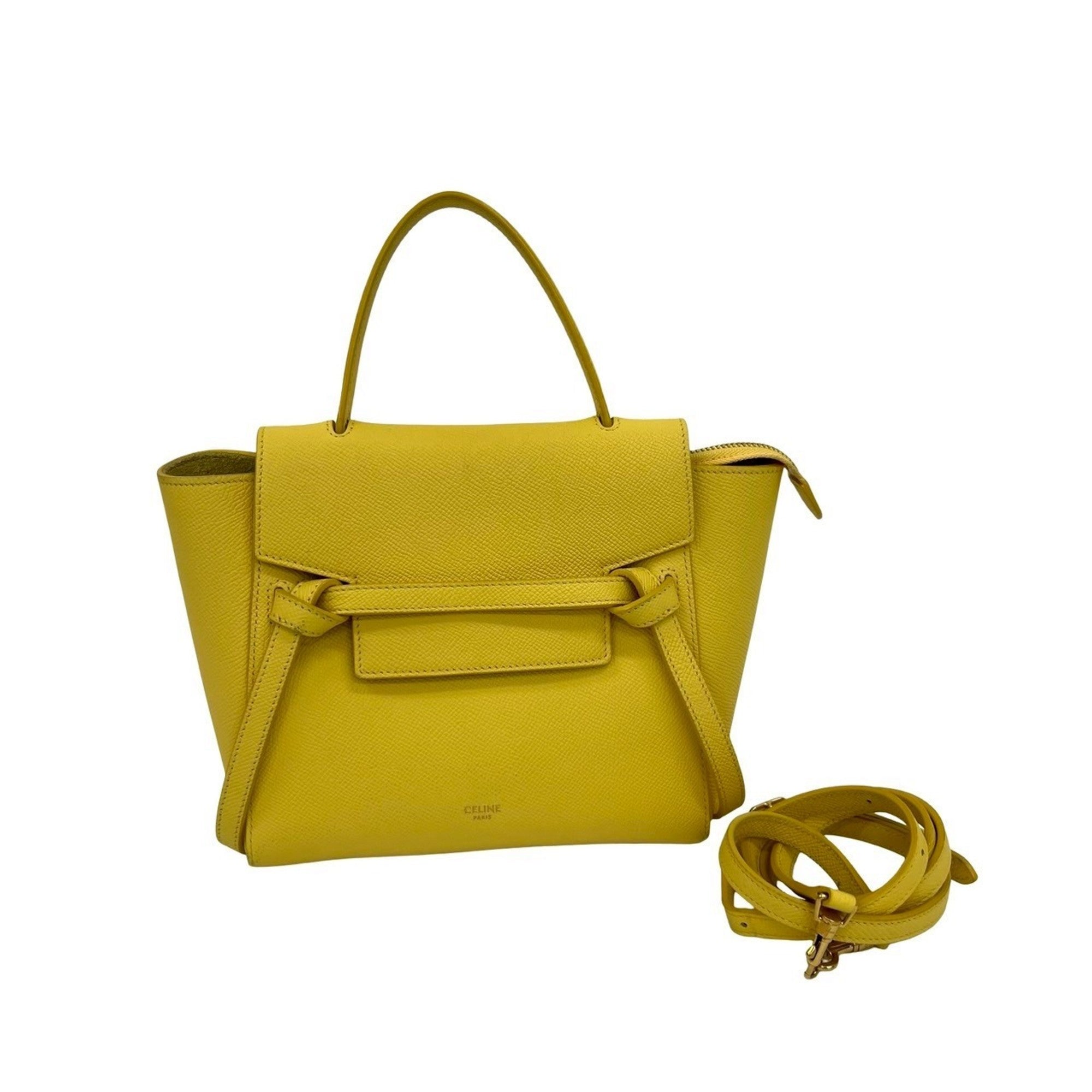 CLNI Nano Leather Belt Bag, 2-Way Handbag, Mini Tote Shoulder Yellow, 371-8