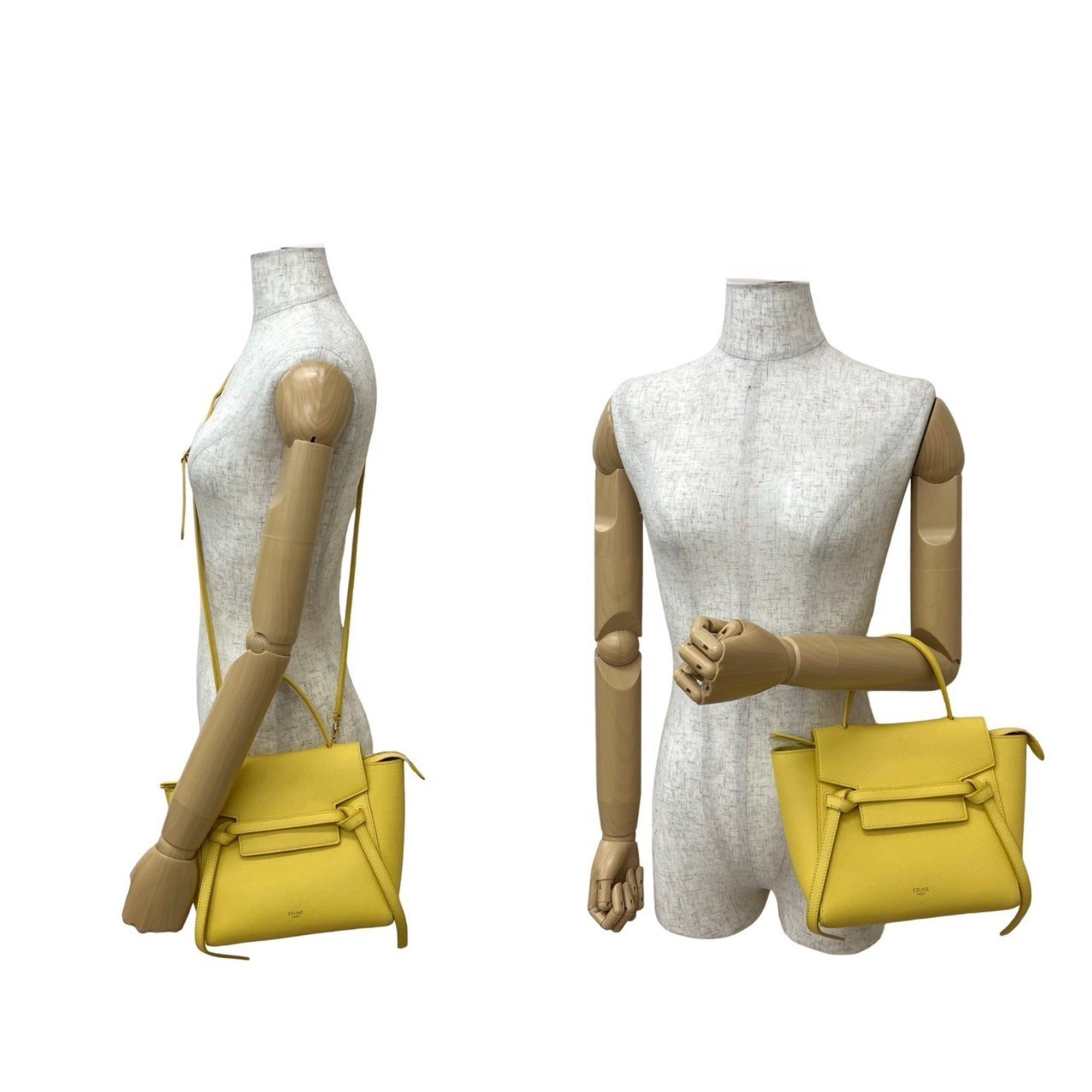 CLNI Nano Leather Belt Bag, 2-Way Handbag, Mini Tote Shoulder Yellow, 371-8