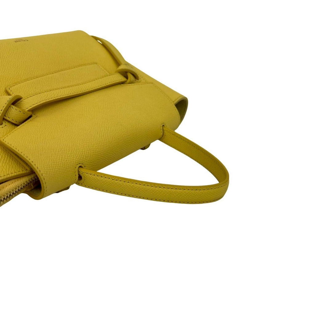 CLNI Nano Leather Belt Bag, 2-Way Handbag, Mini Tote Shoulder Yellow, 371-8