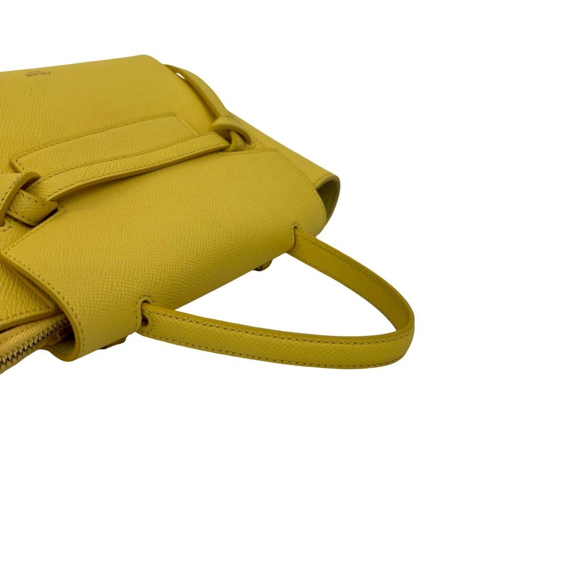 CLNI Nano Leather Belt Bag, 2-Way Handbag, Mini Tote Shoulder Yellow, 371-8