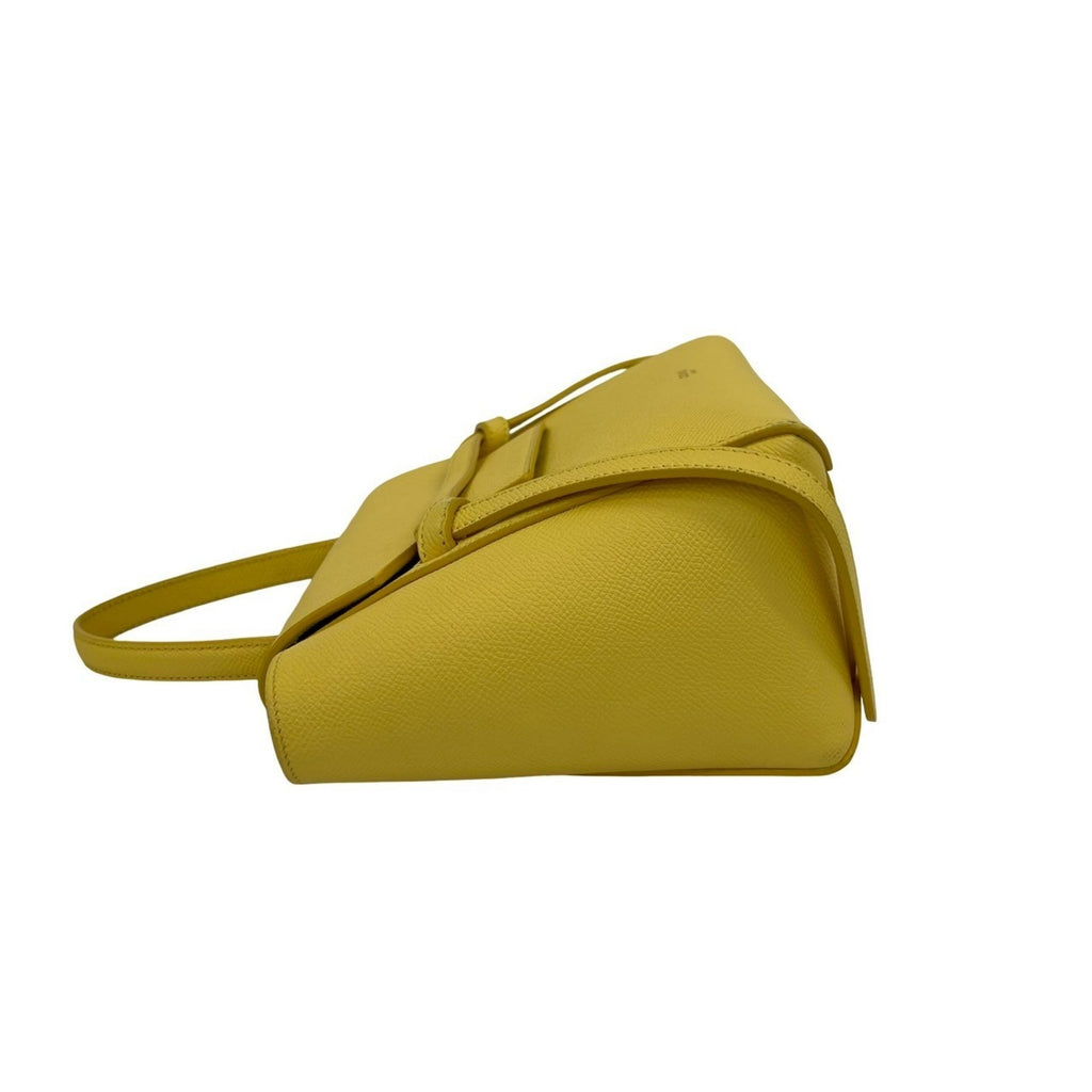 CLNI Nano Leather Belt Bag, 2-Way Handbag, Mini Tote Shoulder Yellow, 371-8