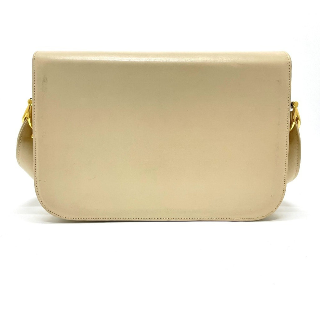 CLNI Vintage Carriage Hardware Shoulder Bag in Beige Leather with Gold
