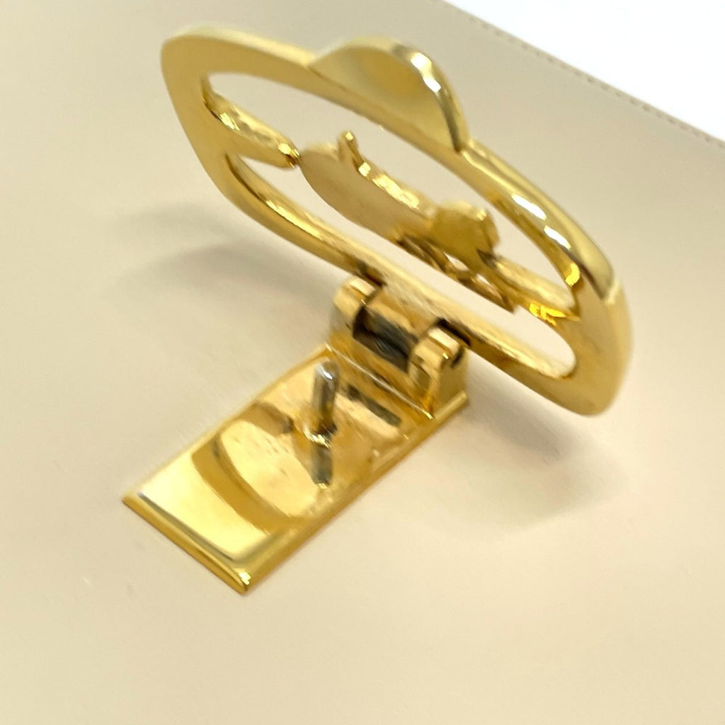 CLNI Vintage Carriage Hardware Shoulder Bag in Beige Leather with Gold