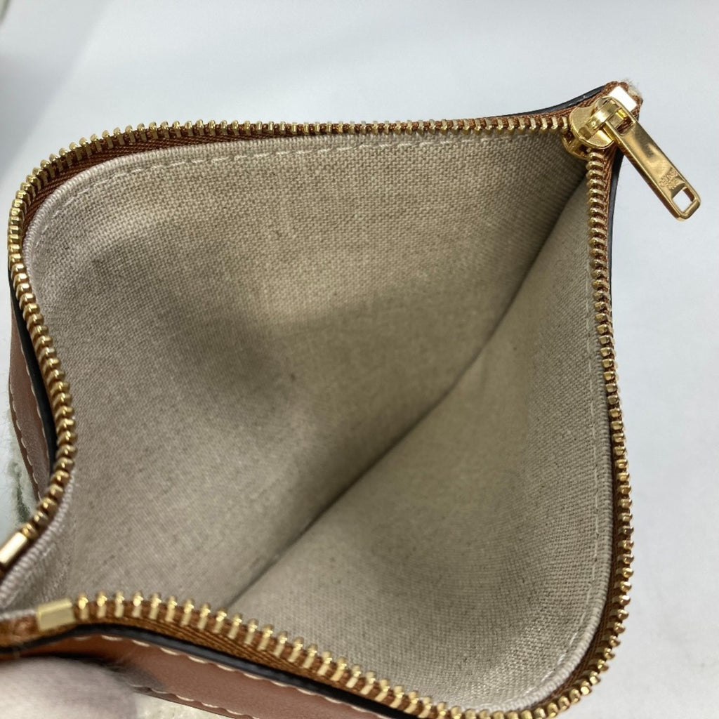 CLNI 195572ED3-15KZ Border Bucket 16 (Cèze) Striped Textile 2-Way Bag Shoulder Handbag Calfskin Women's Khaki and Tan