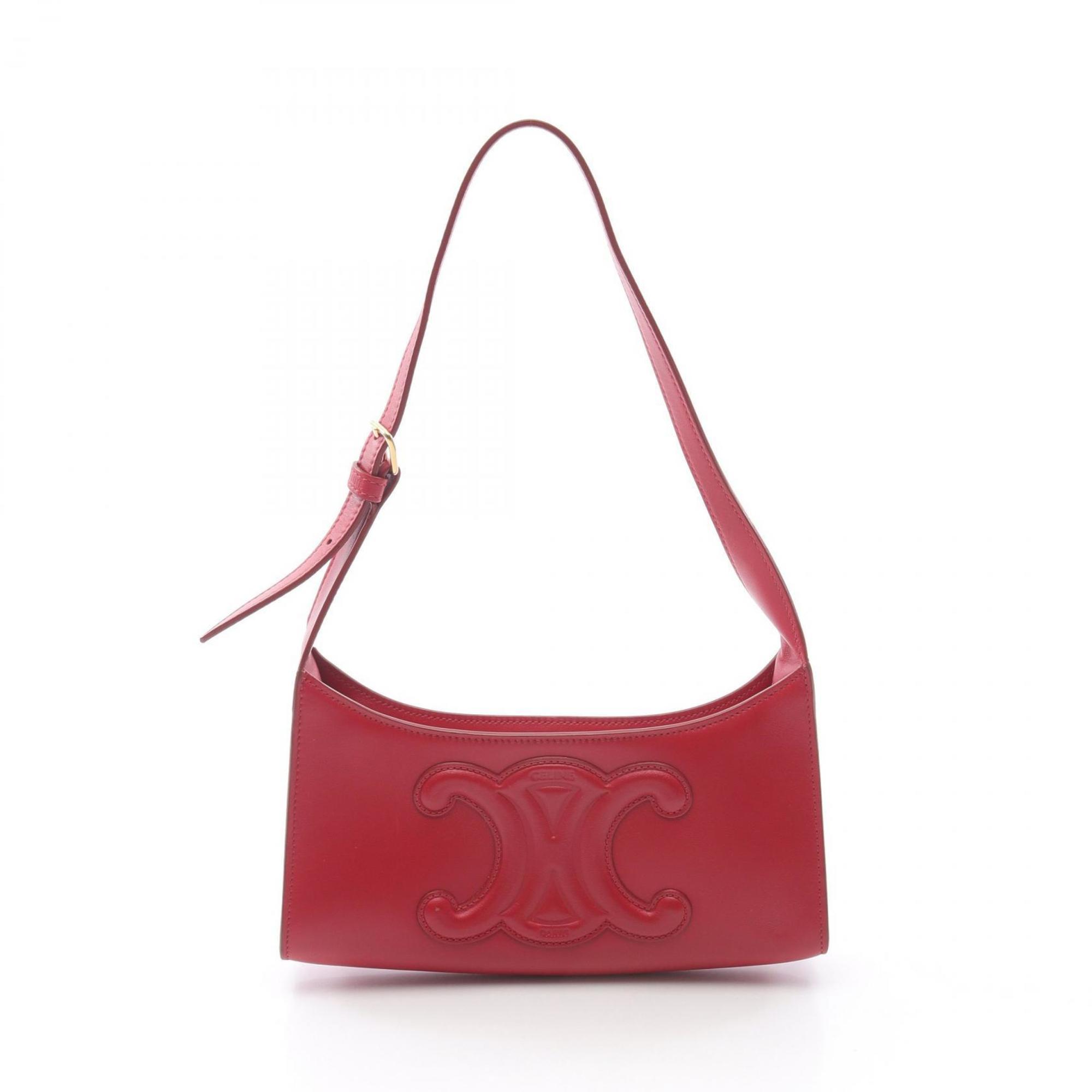 CLNI Cuir Triomphe Shoulder Bag, Leather, Women's, Red