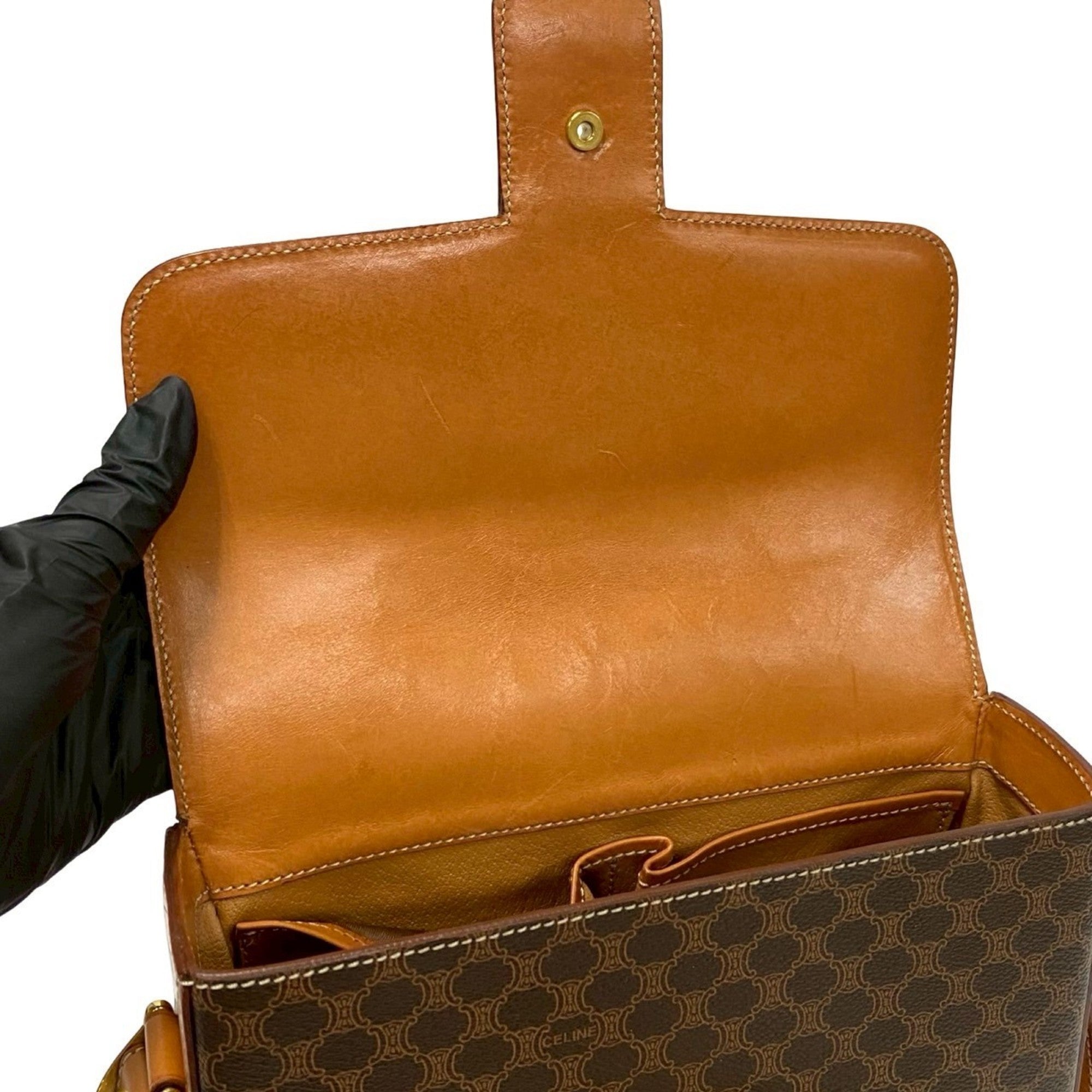 CLNI Macadam Blason Triomphe Print Logo with Horse-Drawn Carriage Hardware Leather Shoulder Bag/Pochette/Sacoche in Brown 41665