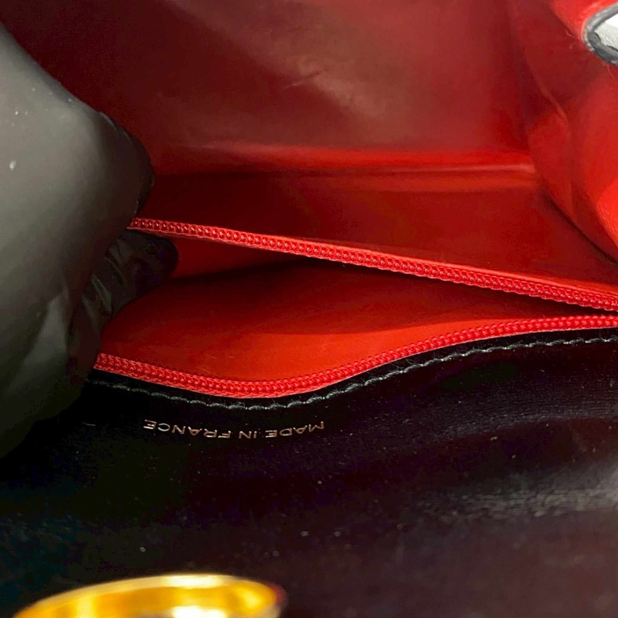 CLNI Circle Logo Hardware Calfskin Leather 2-Way Handbag/Shoulder Bag Black/Beige 32523