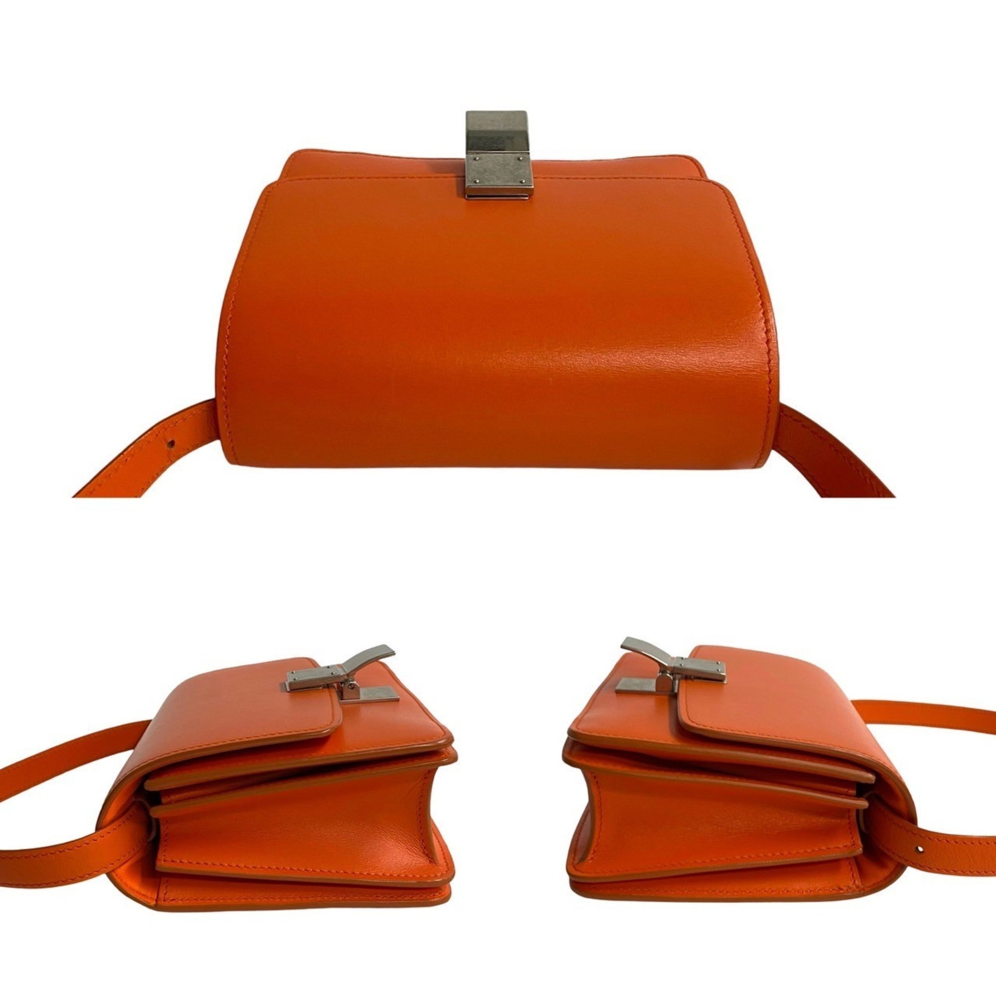 CLNI Classic Box Small Leather Shoulder Bag/Pochette/Sacoche in Orange (133-2)