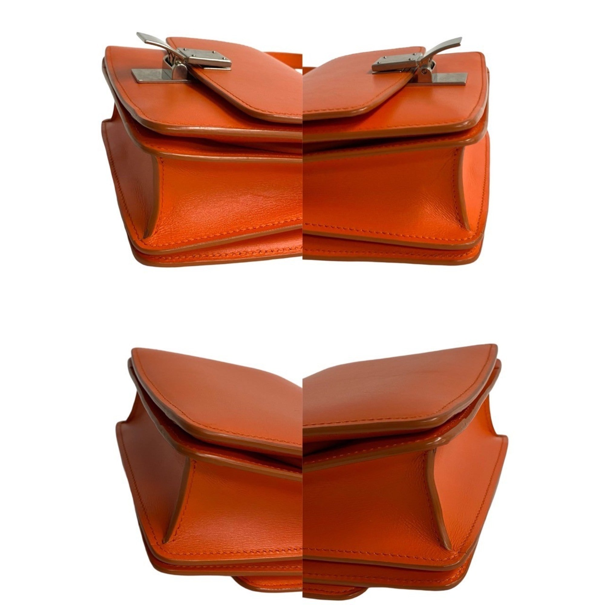 CLNI Classic Box Small Leather Shoulder Bag/Pochette/Sacoche in Orange (133-2)