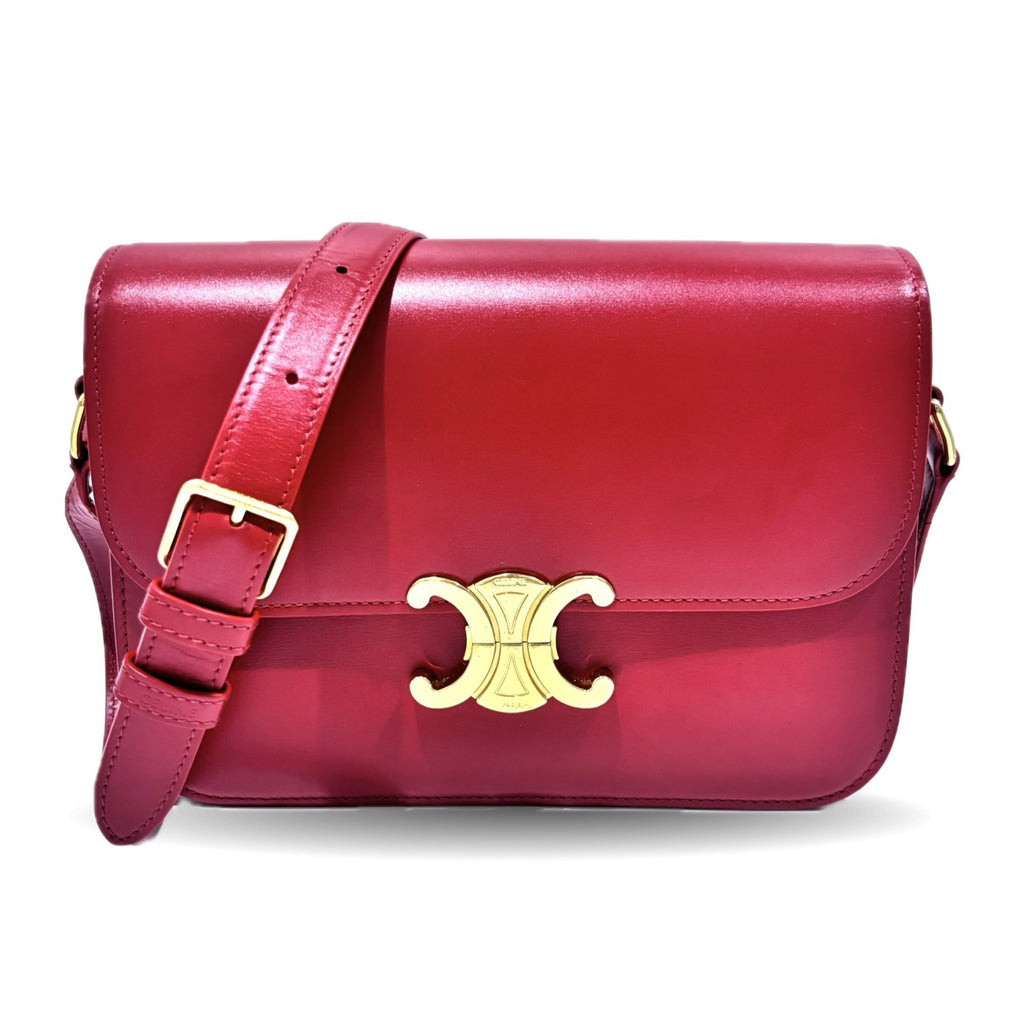 CLNI Teen Triomphe bag in shiny calfskin and red leather. 188423BF4.27ED.