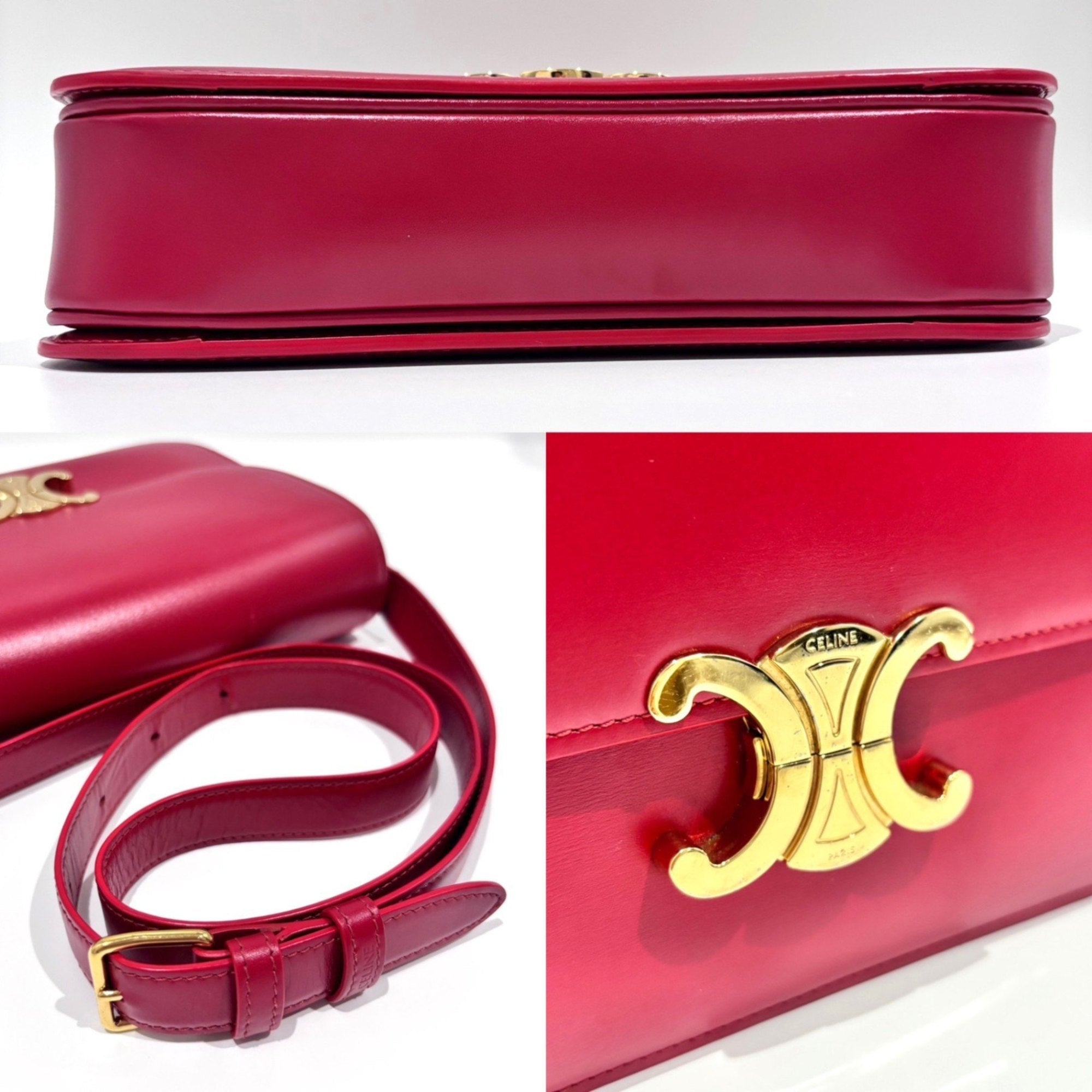 CLNI Teen Triomphe bag in shiny calfskin and red leather. 188423BF4.27ED.