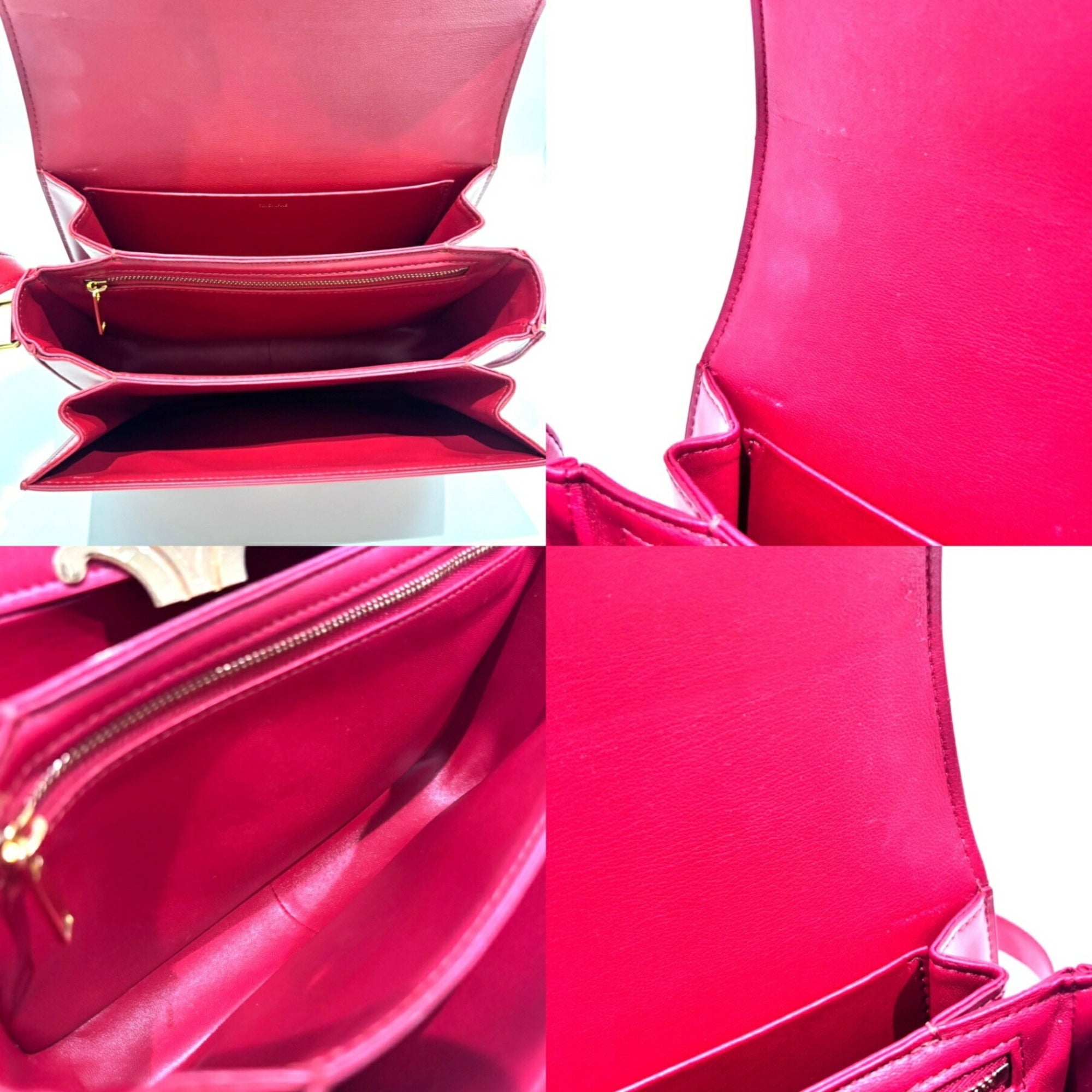 CLNI Teen Triomphe bag in shiny calfskin and red leather. 188423BF4.27ED.